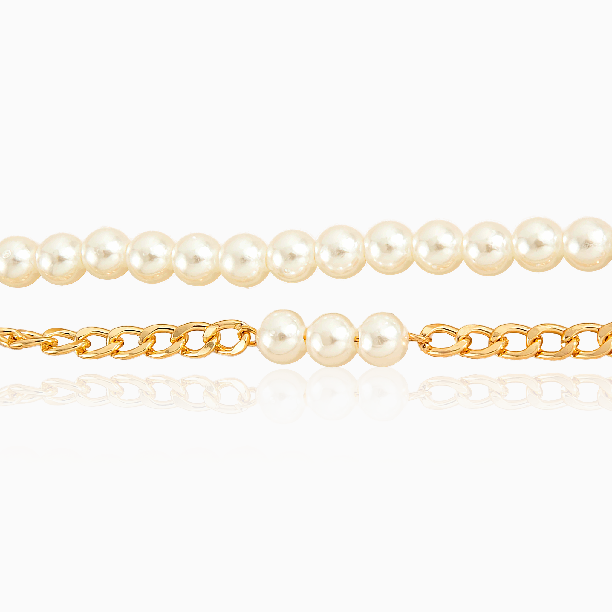 Pearl & Chain Two-Piece Anklet