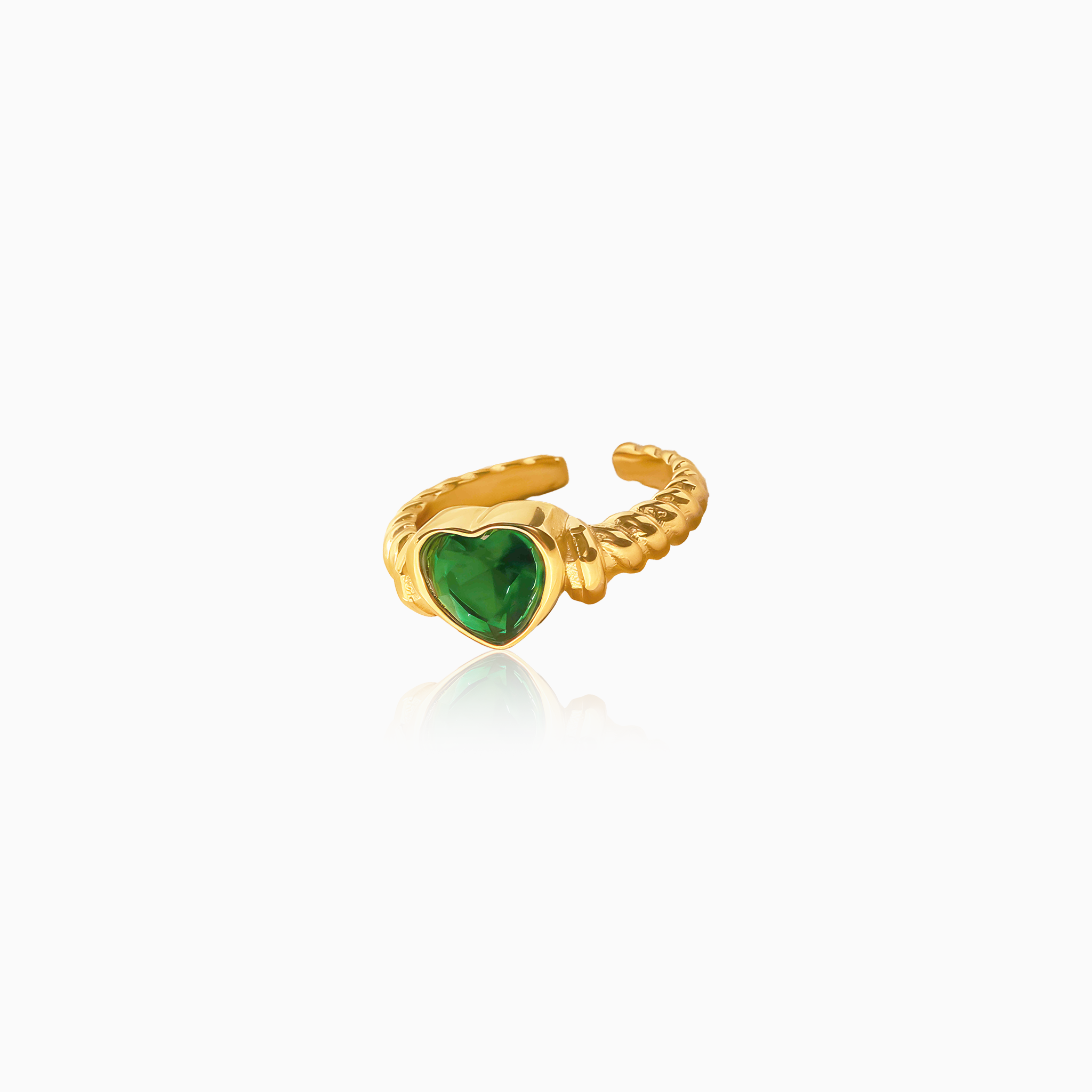 Green Love Gemstone Open Ring