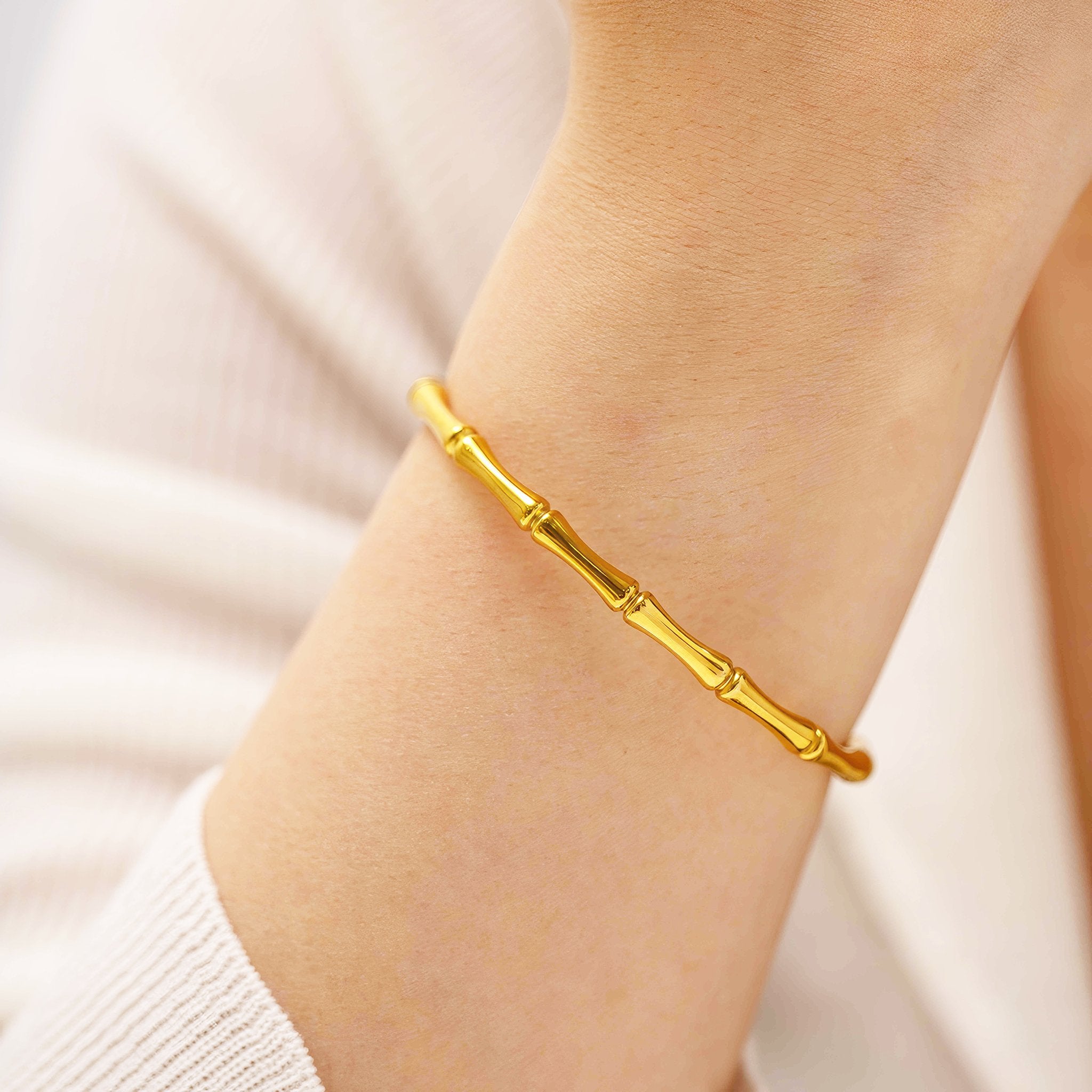 Bamboo Inspired Bracelet - Nobbier - ALL - 18K Gold And Titanium PVD Coated Jewelry