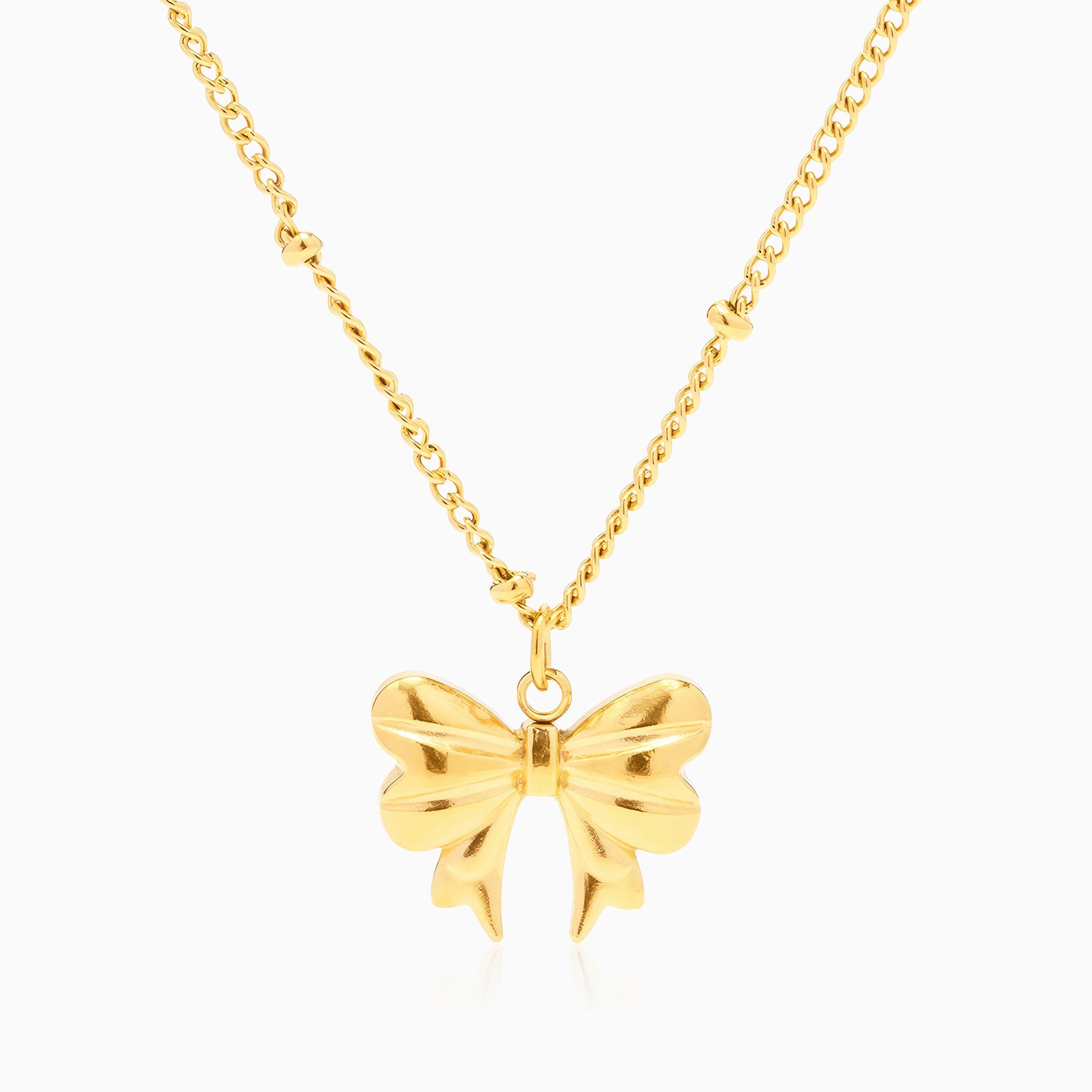 Bead Chain Butterfly Pendant Necklace - Nobbier - Necklace - 18K Gold And Titanium PVD Coated Jewelry