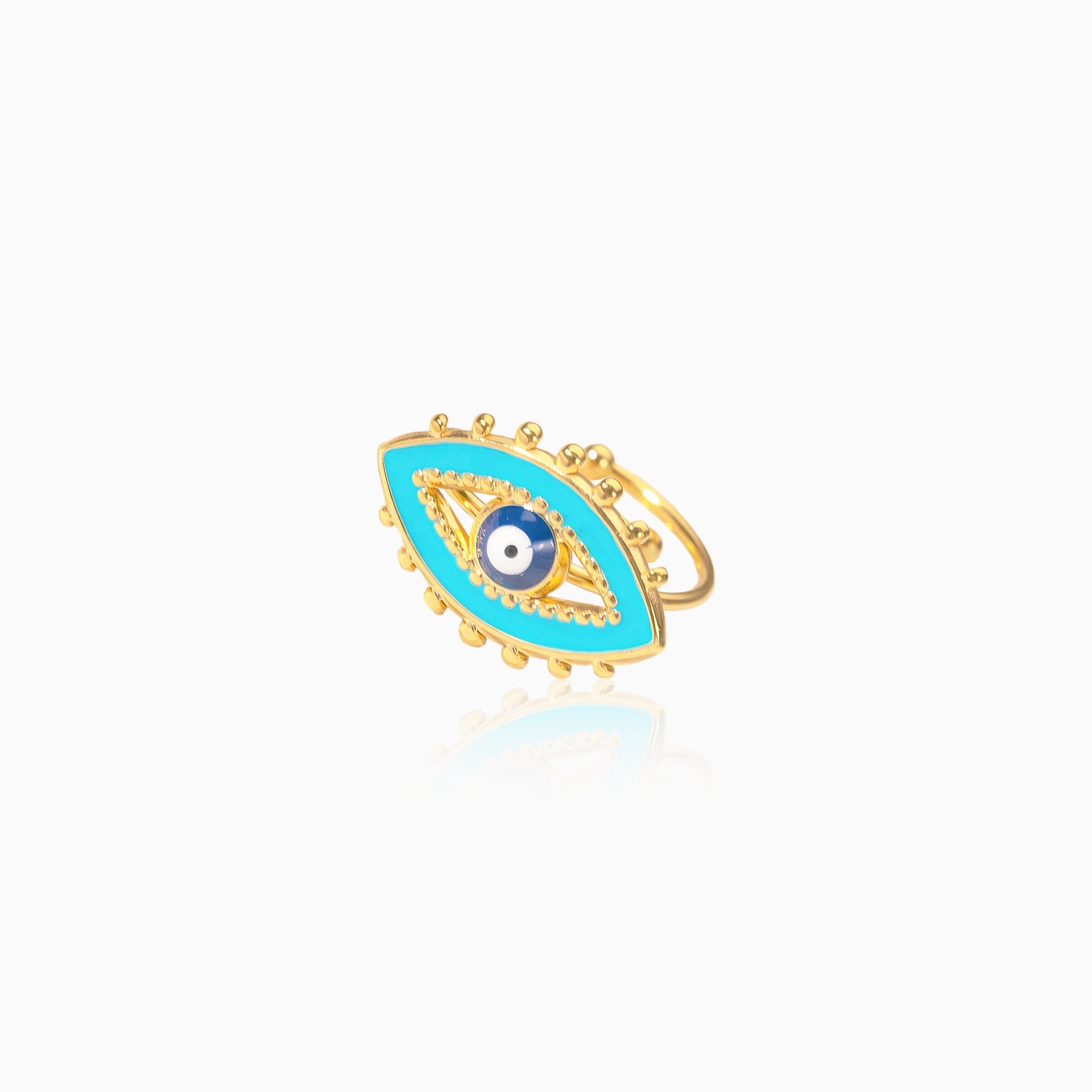 Blue Devil Eye Design Ring - Nobbier - Ring - 18K Gold And Titanium PVD Coated Jewelry