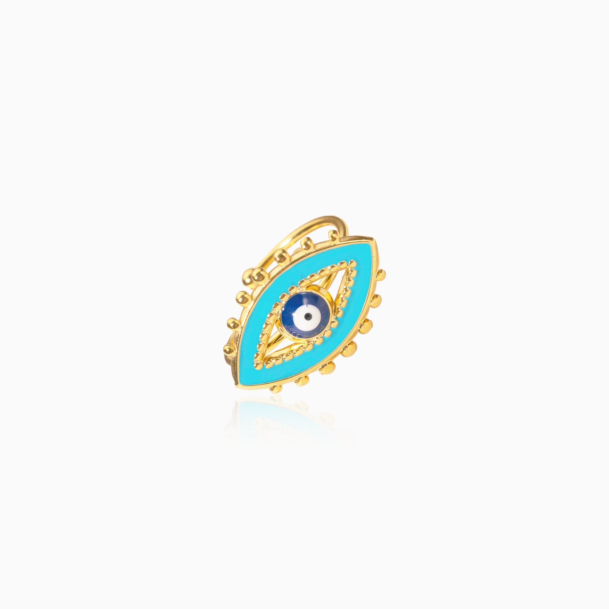Blue Devil Eye Design Ring - Nobbier - Ring - 18K Gold And Titanium PVD Coated Jewelry