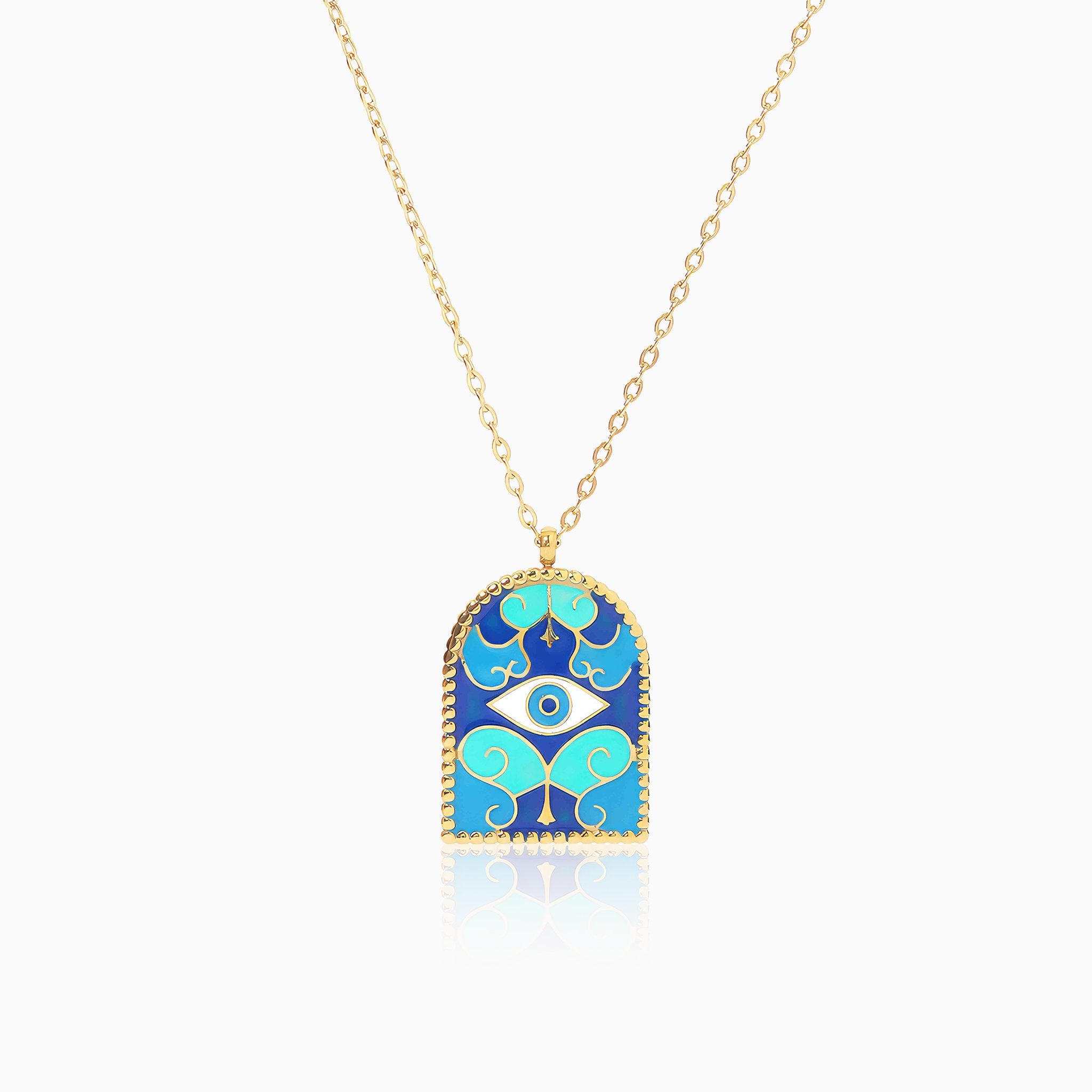 Blue Roman Arch Eye Necklace - Nobbier - Necklace - 18K Gold And Titanium PVD Coated Jewelry