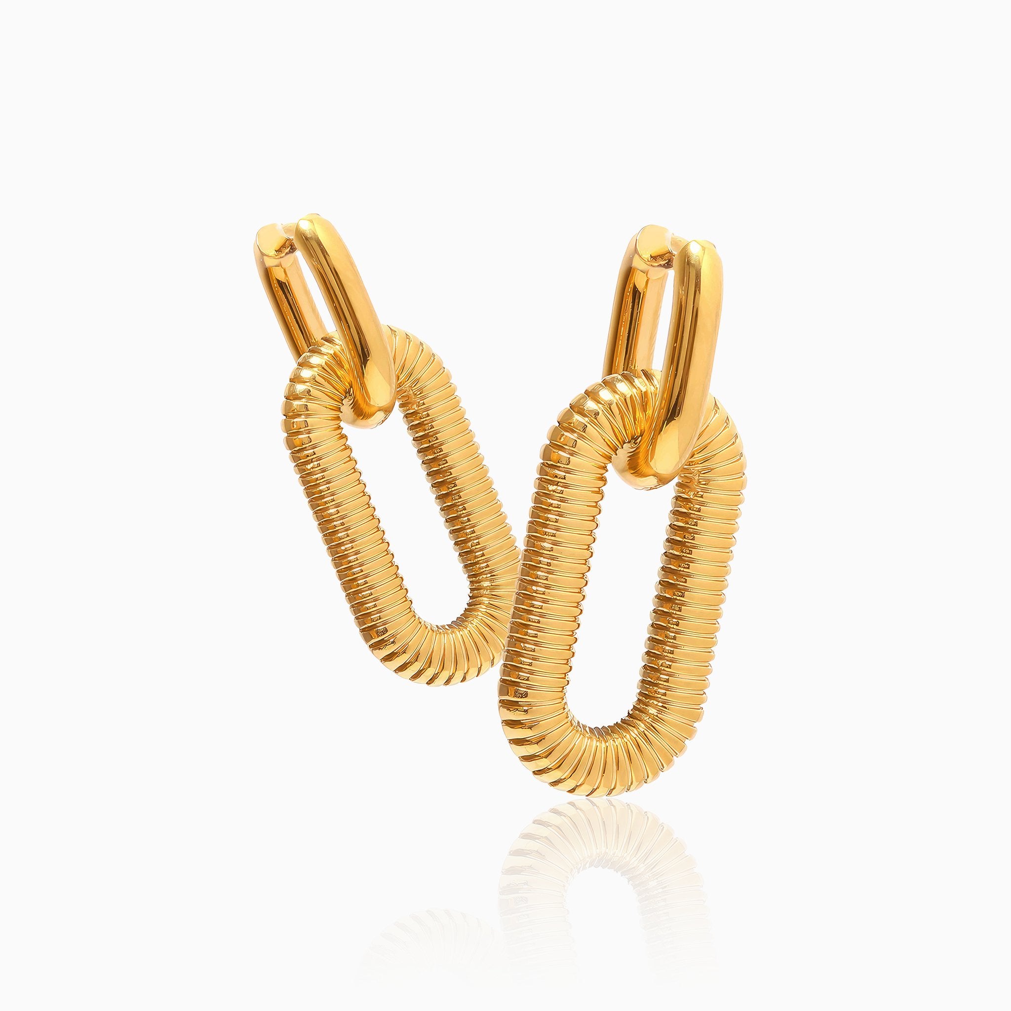 Chain Pendant Earrings with Geometric Design - Nobbier - Earrings - 18K Gold And Titanium PVD Coated Jewelry