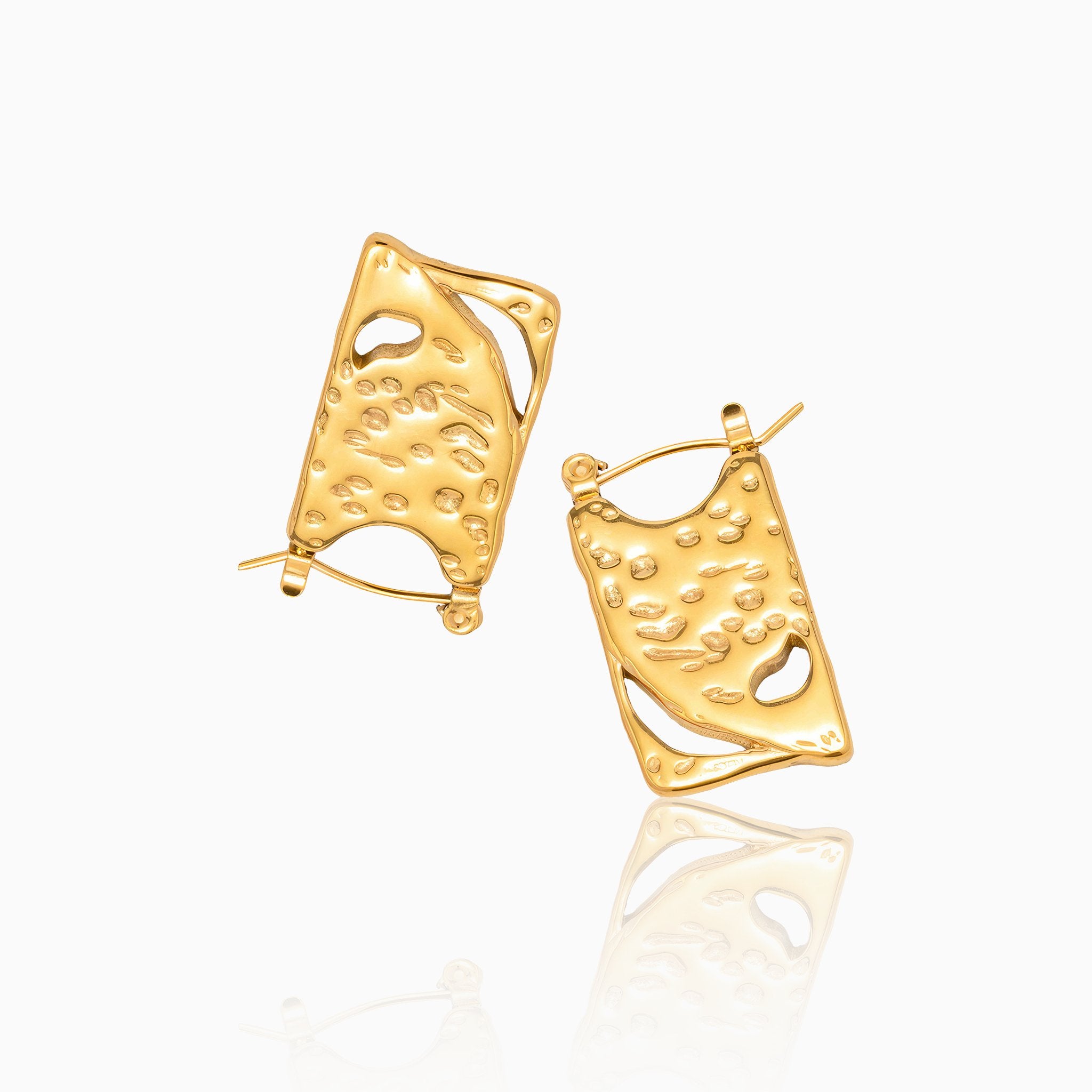 Cheese Grater Earrings - Nobbier - Earrings - 18K Gold And Titanium PVD Coated Jewelry