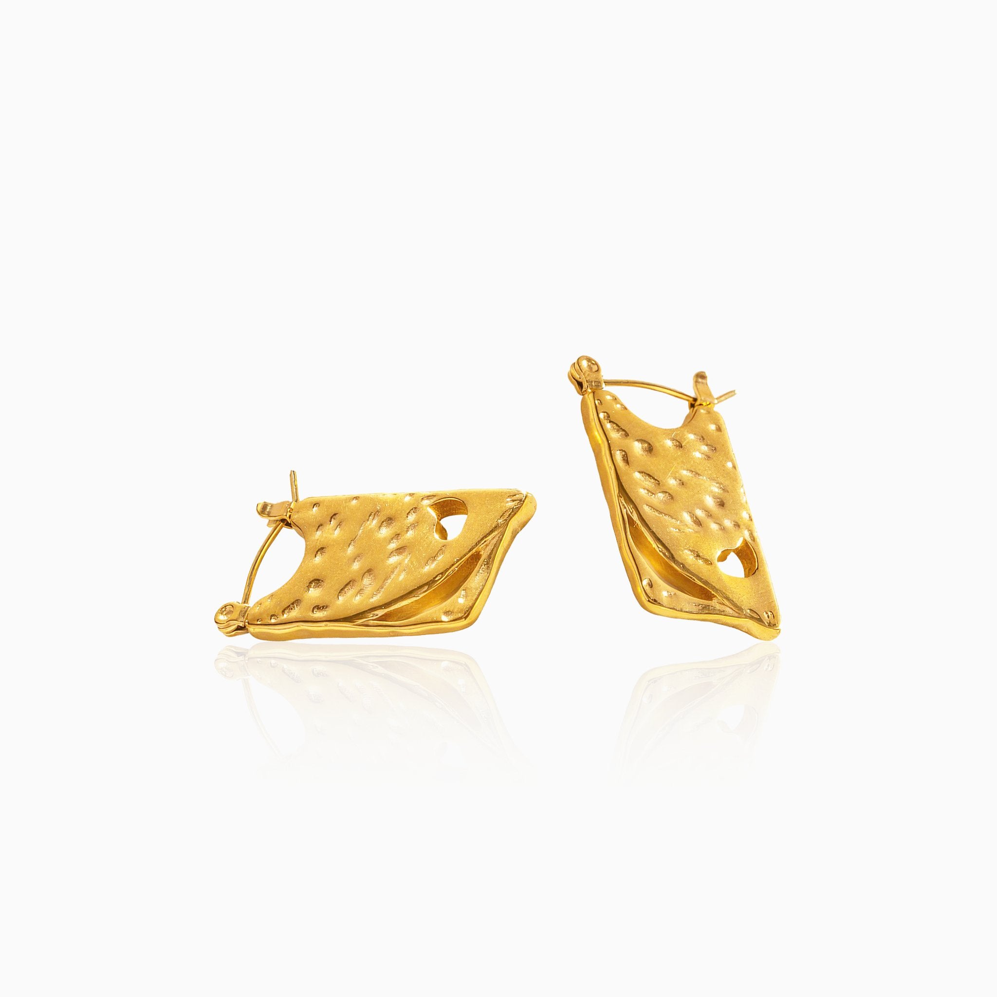 Cheese Grater Earrings - Nobbier - Earrings - 18K Gold And Titanium PVD Coated Jewelry