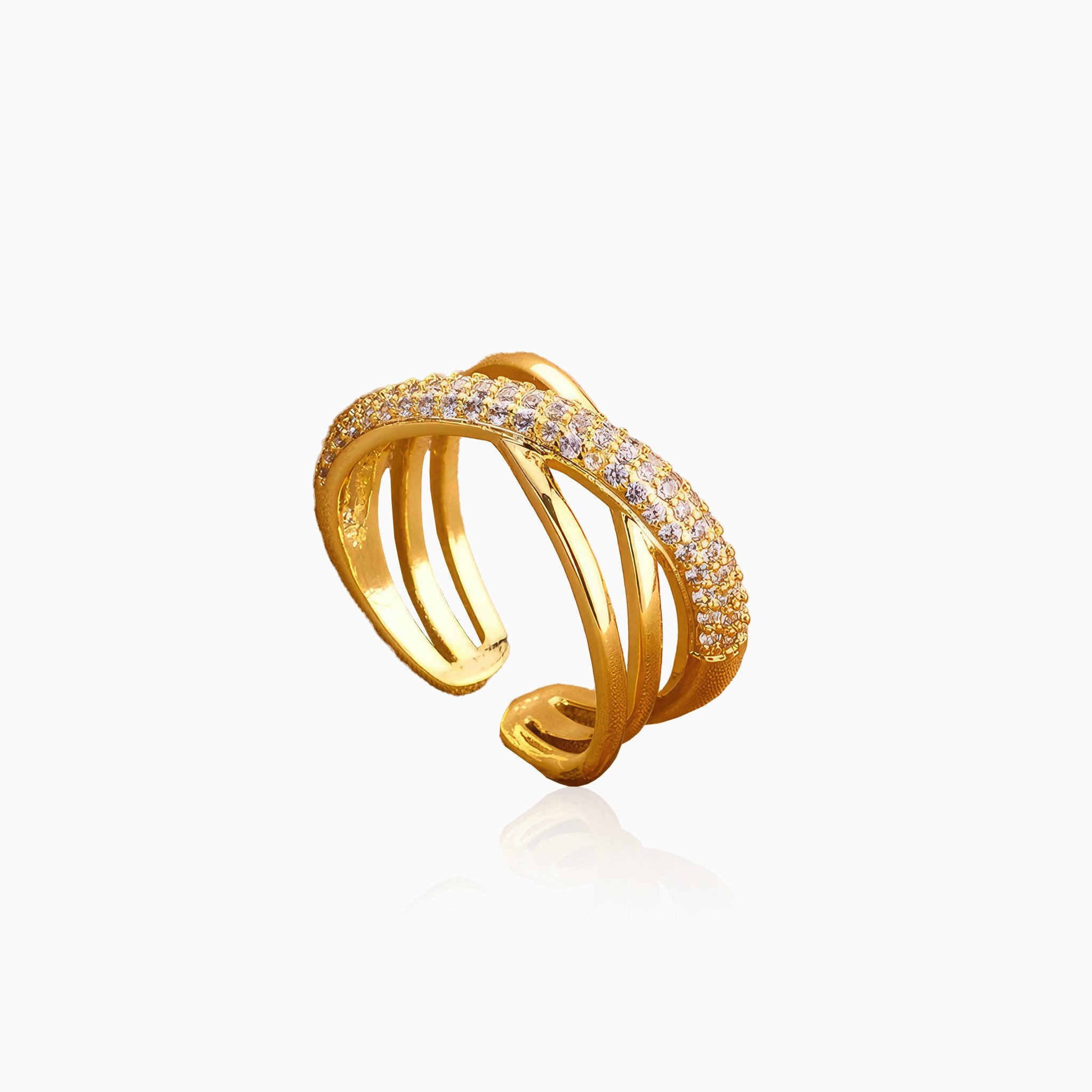 Cross Full Diamond Simple Open Ring - Nobbier - Ring - 18K Gold And Titanium PVD Coated Jewelry