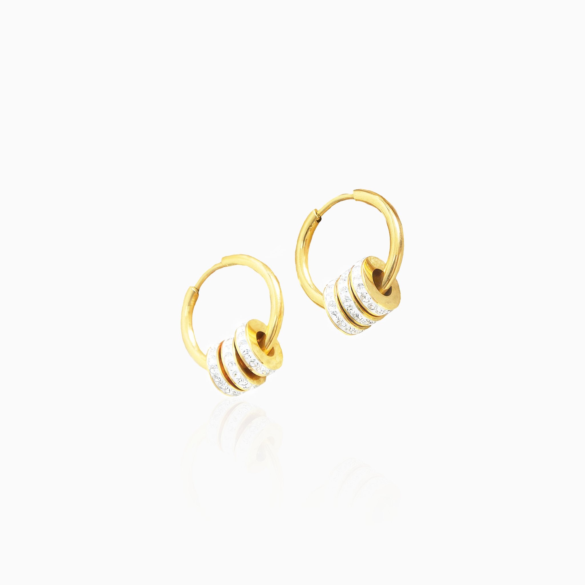Dazzling Ring Earrings with Studded Circles - Nobbier - Earrings - 18K Gold And Titanium PVD Coated Jewelry