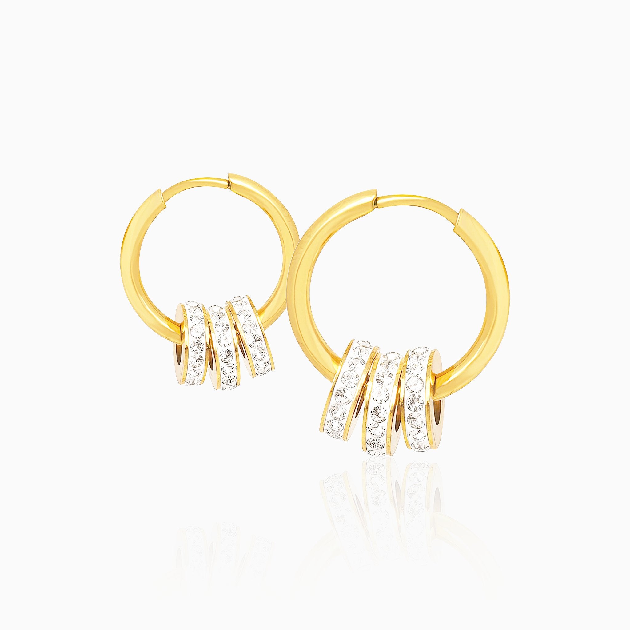 Dazzling Ring Earrings with Studded Circles - Nobbier - Earrings - 18K Gold And Titanium PVD Coated Jewelry
