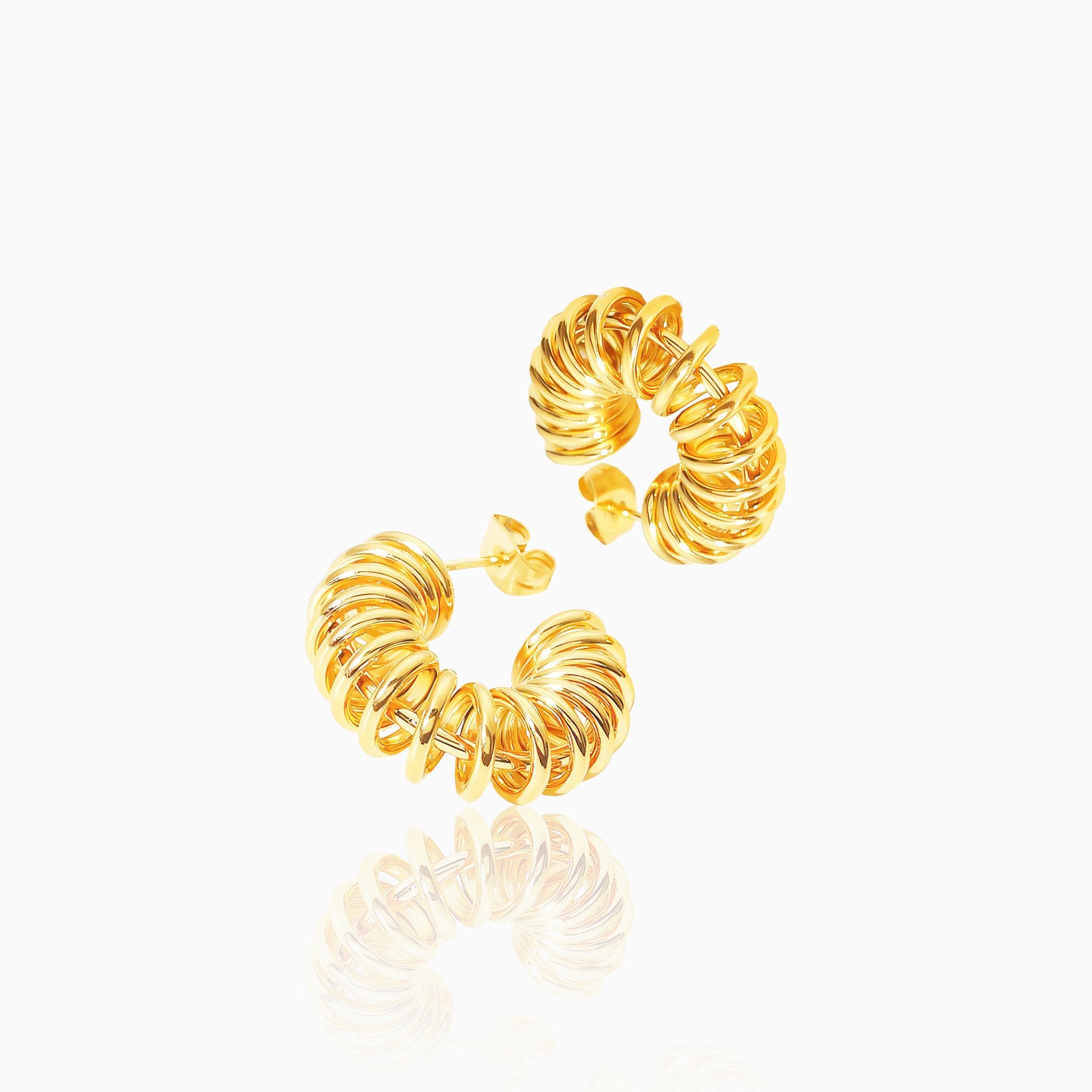 Electric Coil Geometric Earrings - Nobbier - Earrings - 18K Gold And Titanium PVD Coated Jewelry