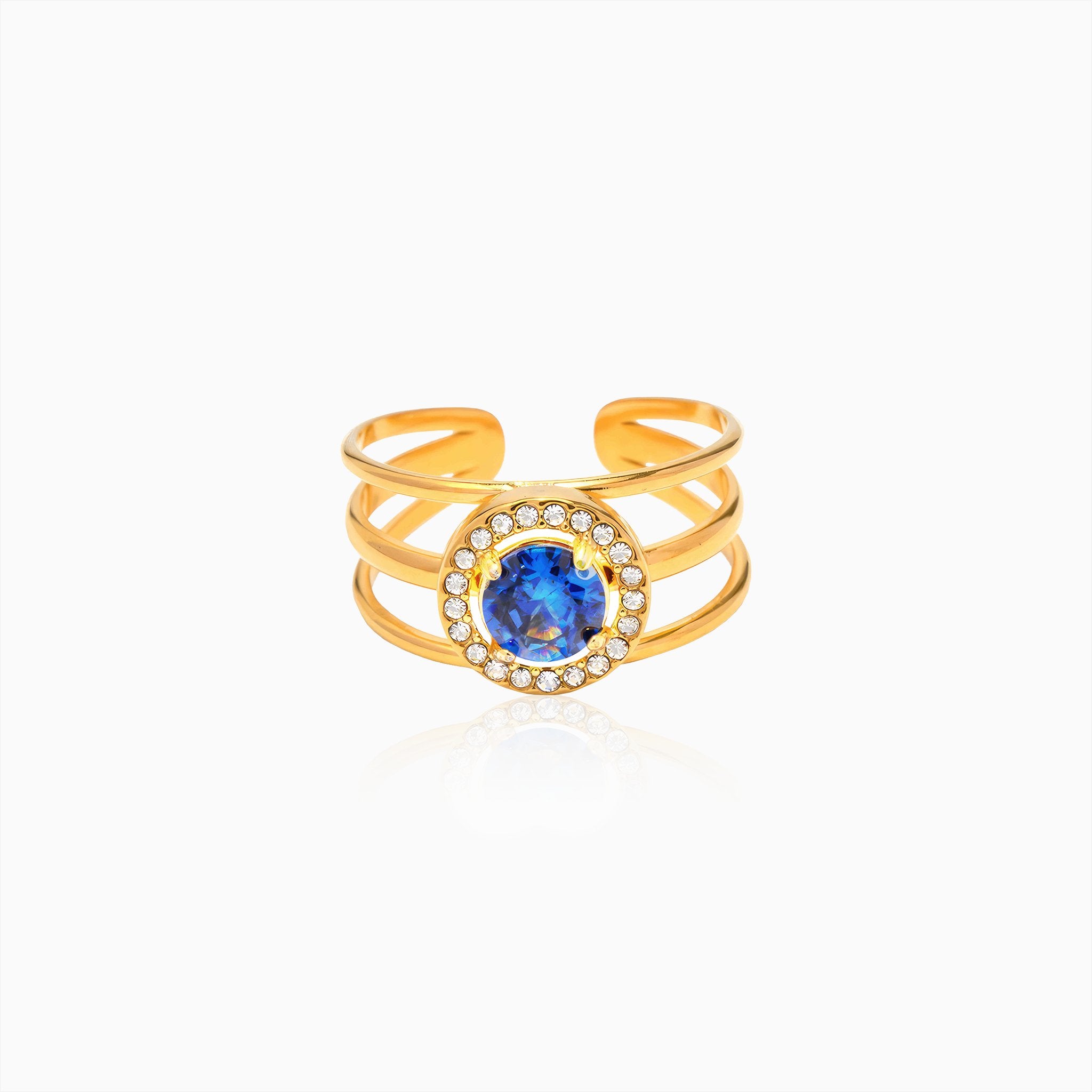 Elegant Open Design Gemstone Ring - Nobbier - Ring - 18K Gold And Titanium PVD Coated Jewelry