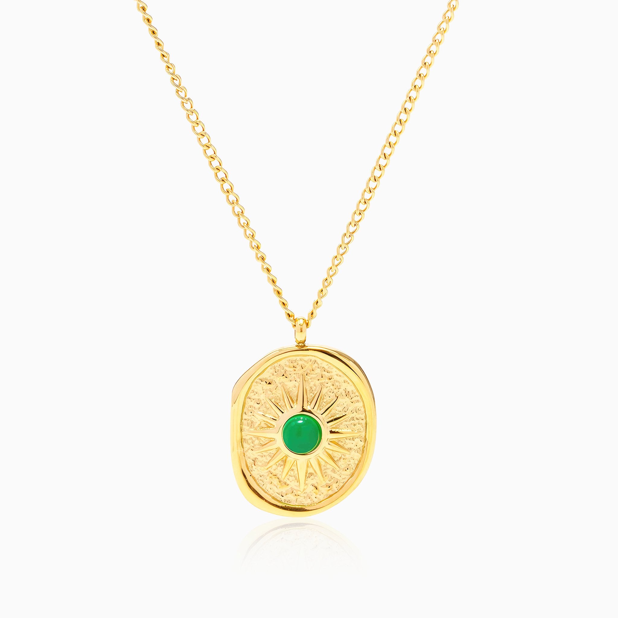 Emerald Inlaid Pendant Necklace - Nobbier - Necklace - 18K Gold And Titanium PVD Coated Jewelry