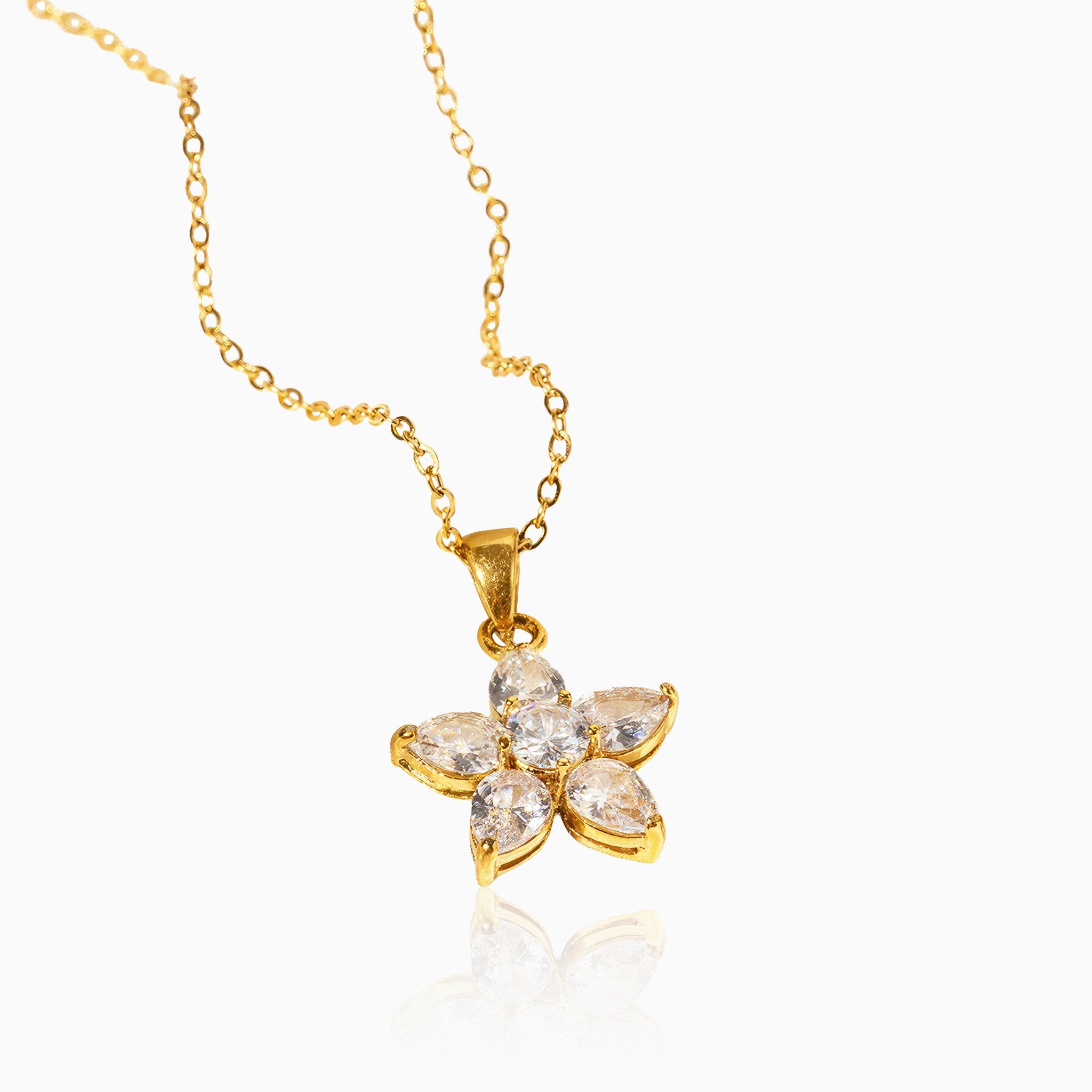 Five Petal Flower Pendant Necklace - Nobbier - Necklace - 18K Gold And Titanium PVD Coated Jewelry