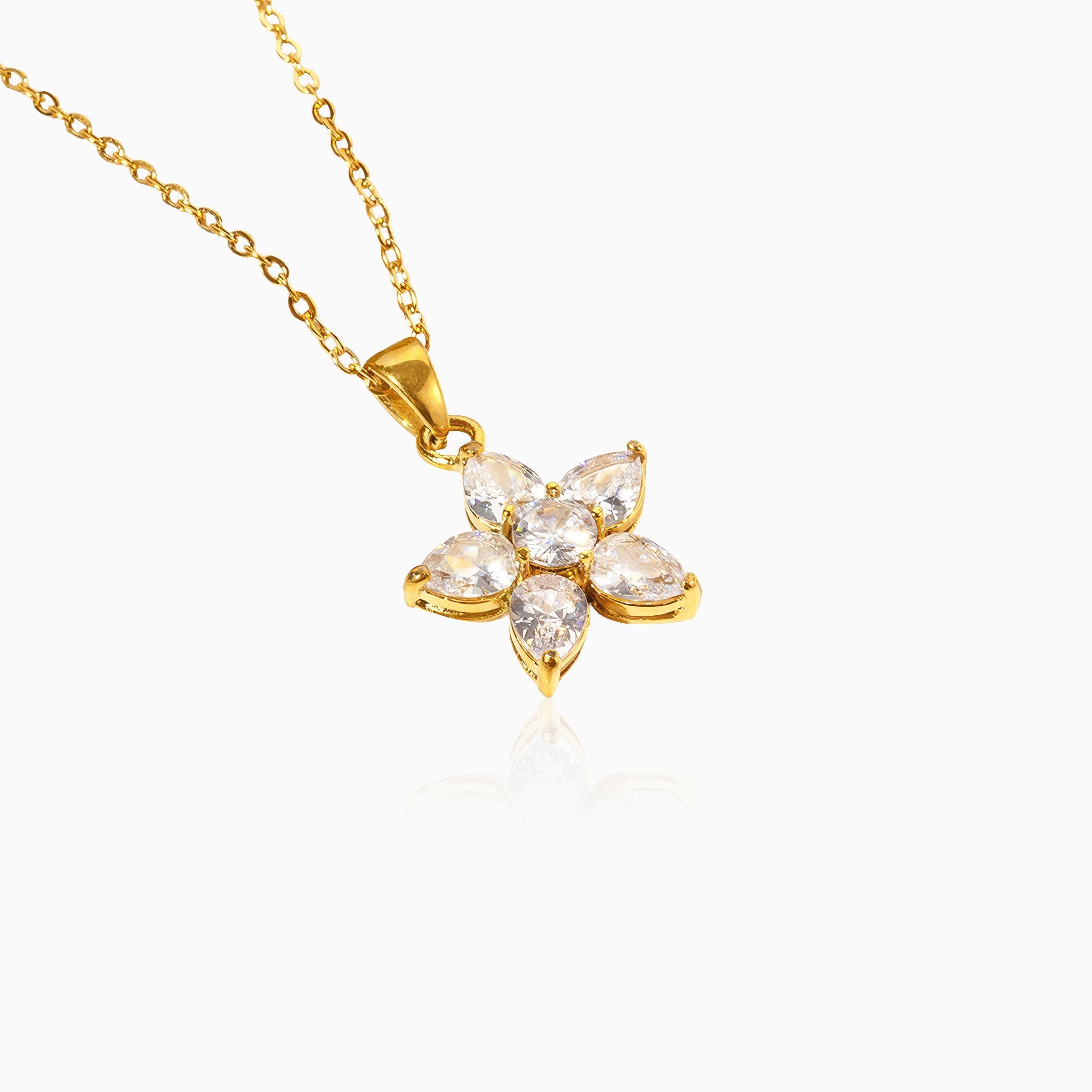 Five Petal Flower Pendant Necklace - Nobbier - Necklace - 18K Gold And Titanium PVD Coated Jewelry