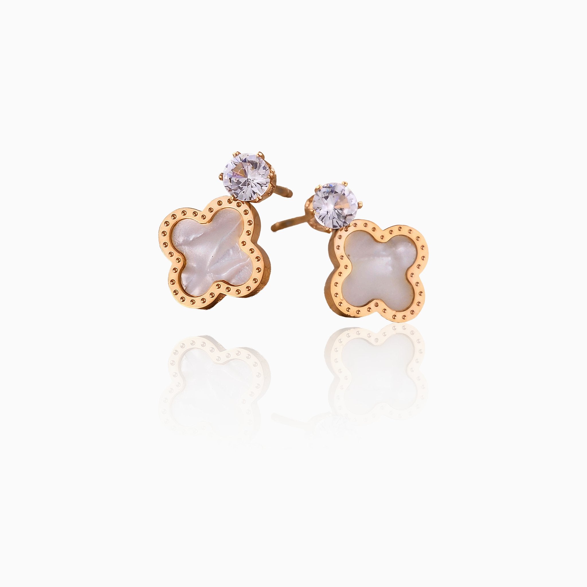 Four-Leaf Clover Earrings - Nobbier - Earrings - 18K Gold And Titanium PVD Coated Jewelry