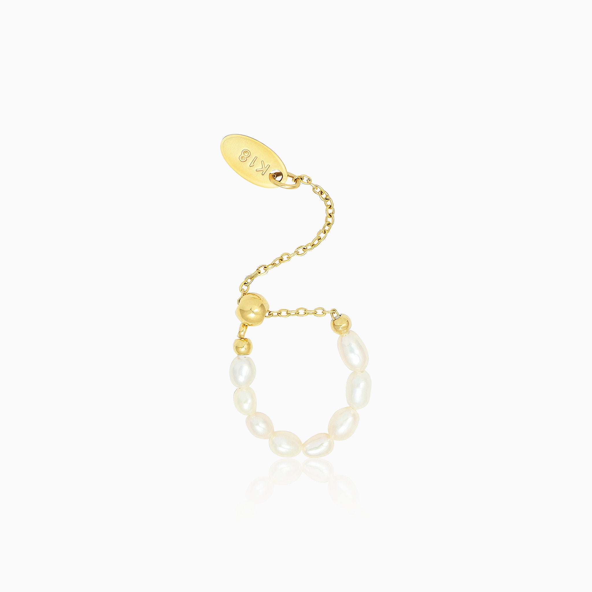 Freshwater Pearl Chain Ring - Nobbier - Ring - 18K Gold And Titanium PVD Coated Jewelry