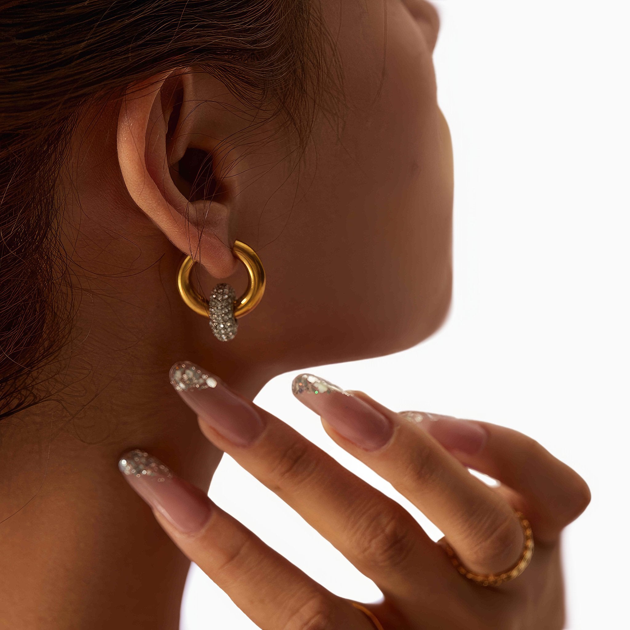 Gemstone Hoop Drop Earrings - Nobbier - Earrings - 18K Gold And Titanium PVD Coated Jewelry