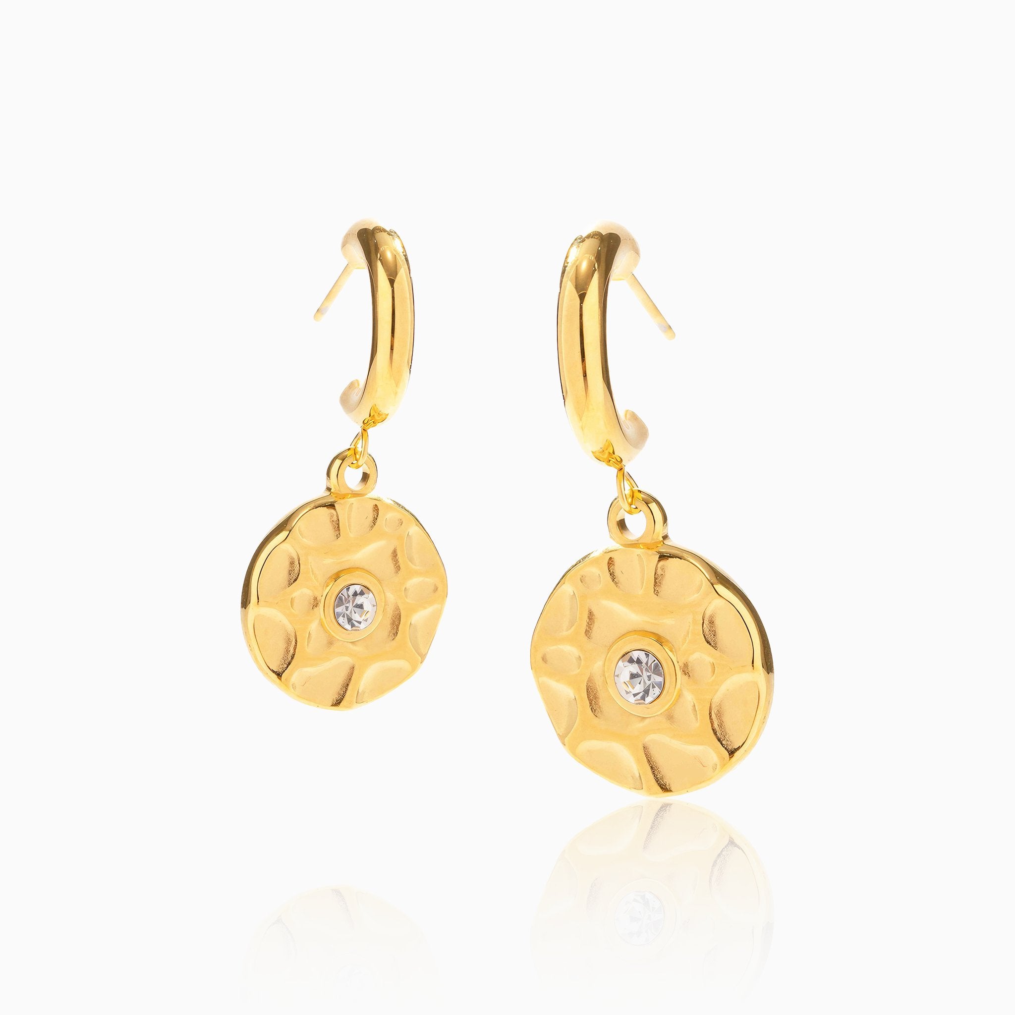 Geometric Diamond Circle Earrings - Nobbier - Earrings - 18K Gold And Titanium PVD Coated Jewelry