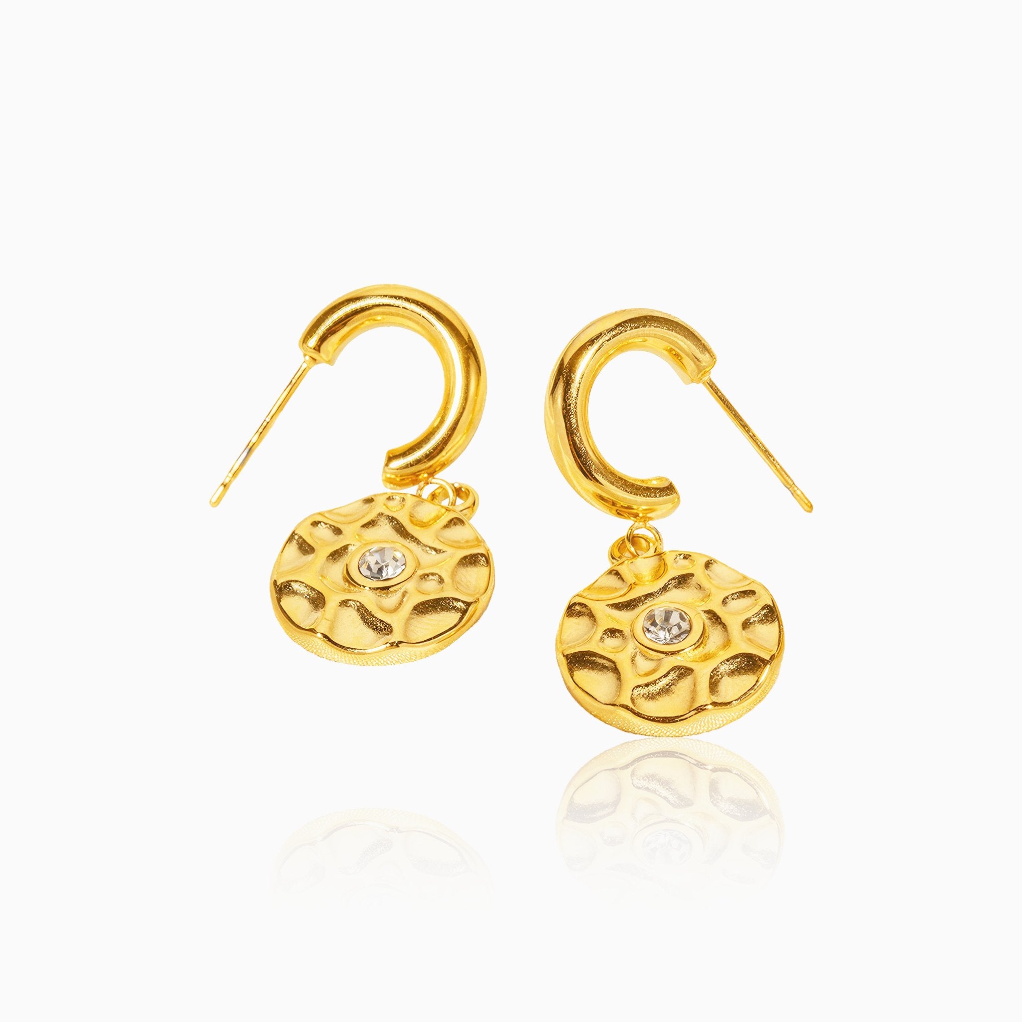 Geometric Diamond Circle Earrings - Nobbier - Earrings - 18K Gold And Titanium PVD Coated Jewelry