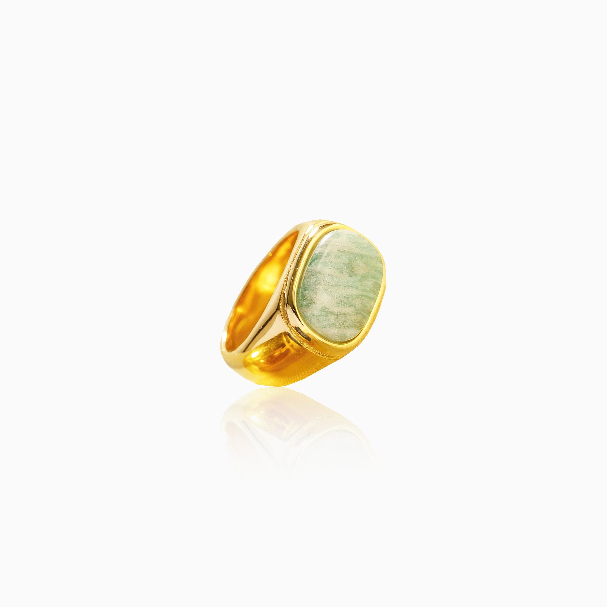 Geometric Ring with Natural Agate Stone - Nobbier - Ring - 18K Gold And Titanium PVD Coated Jewelry