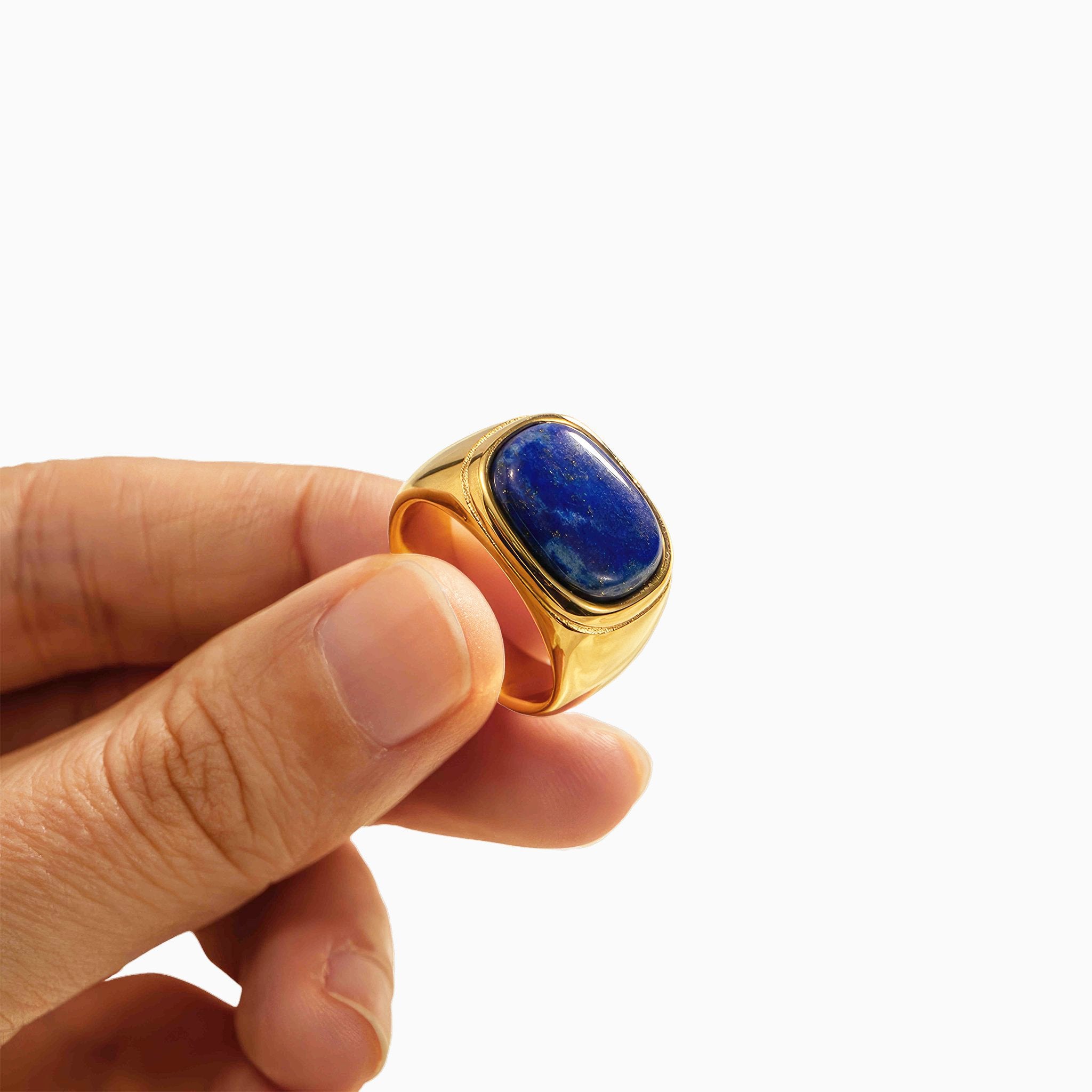 Geometric Ring with Natural Agate Stone - Nobbier - Ring - 18K Gold And Titanium PVD Coated Jewelry