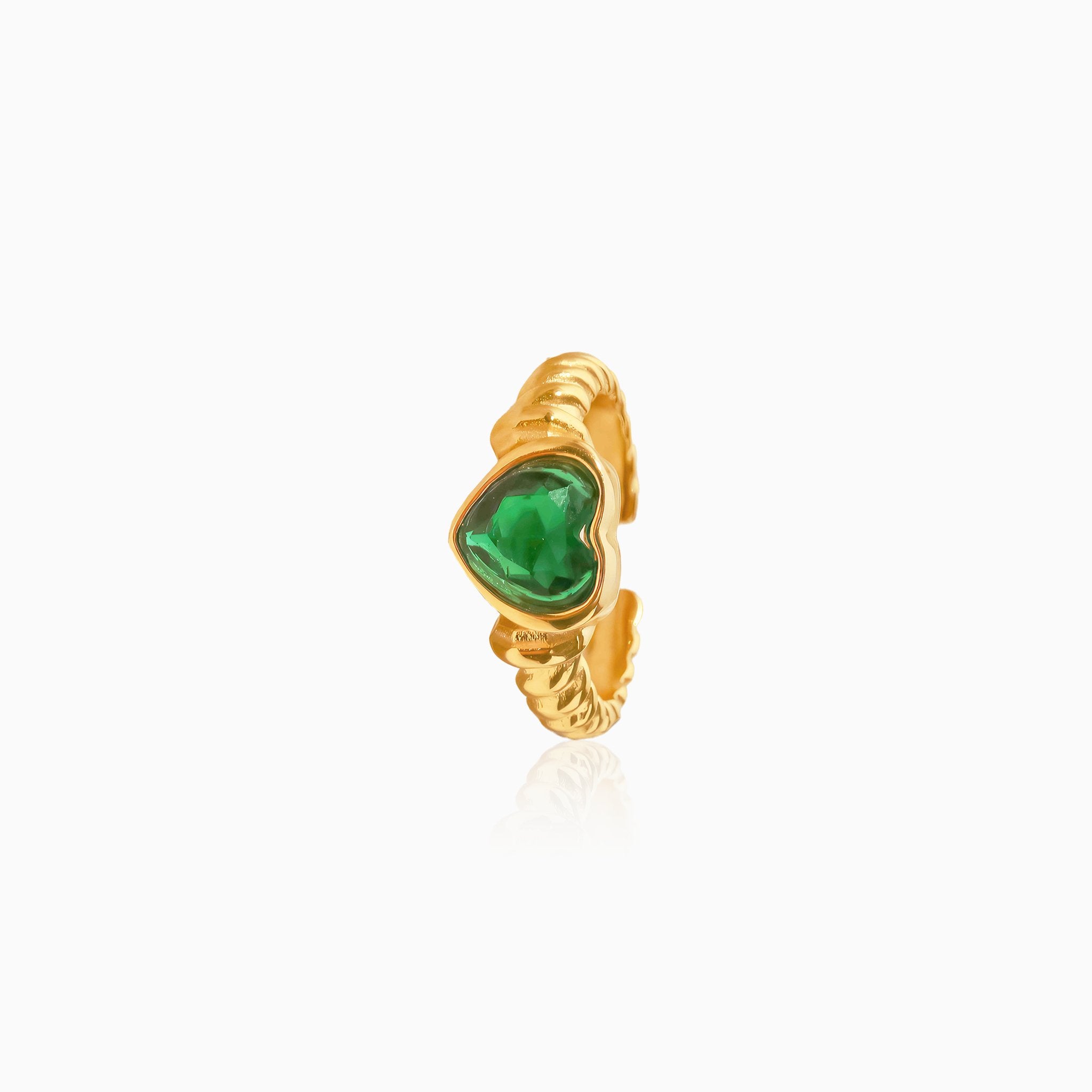 Green Love Gemstone Open Ring - Nobbier - Ring - 18K Gold And Titanium PVD Coated Jewelry