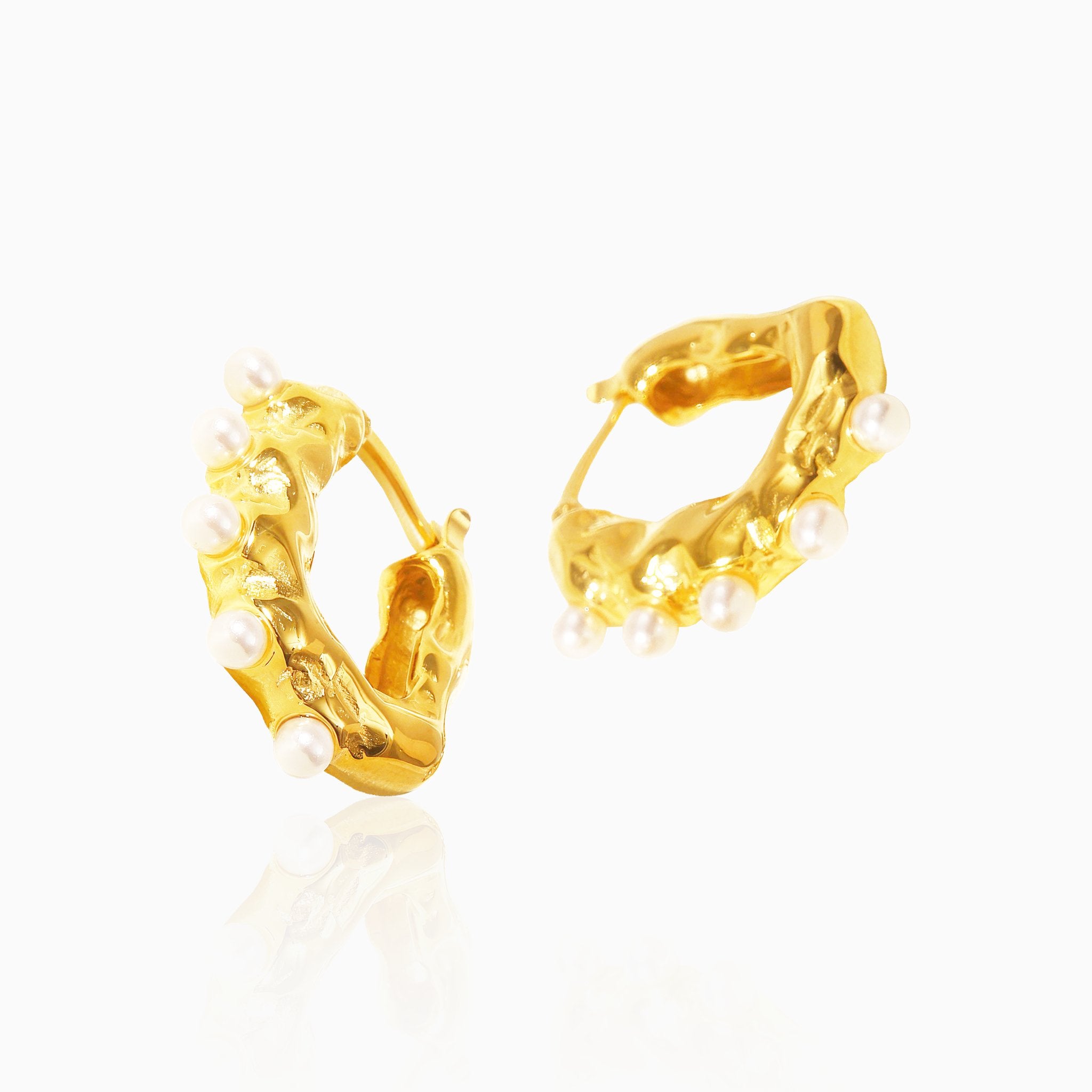 Irregular Wave Texture Pearl Earrings - Nobbier - Earrings - 18K Gold And Titanium PVD Coated Jewelry