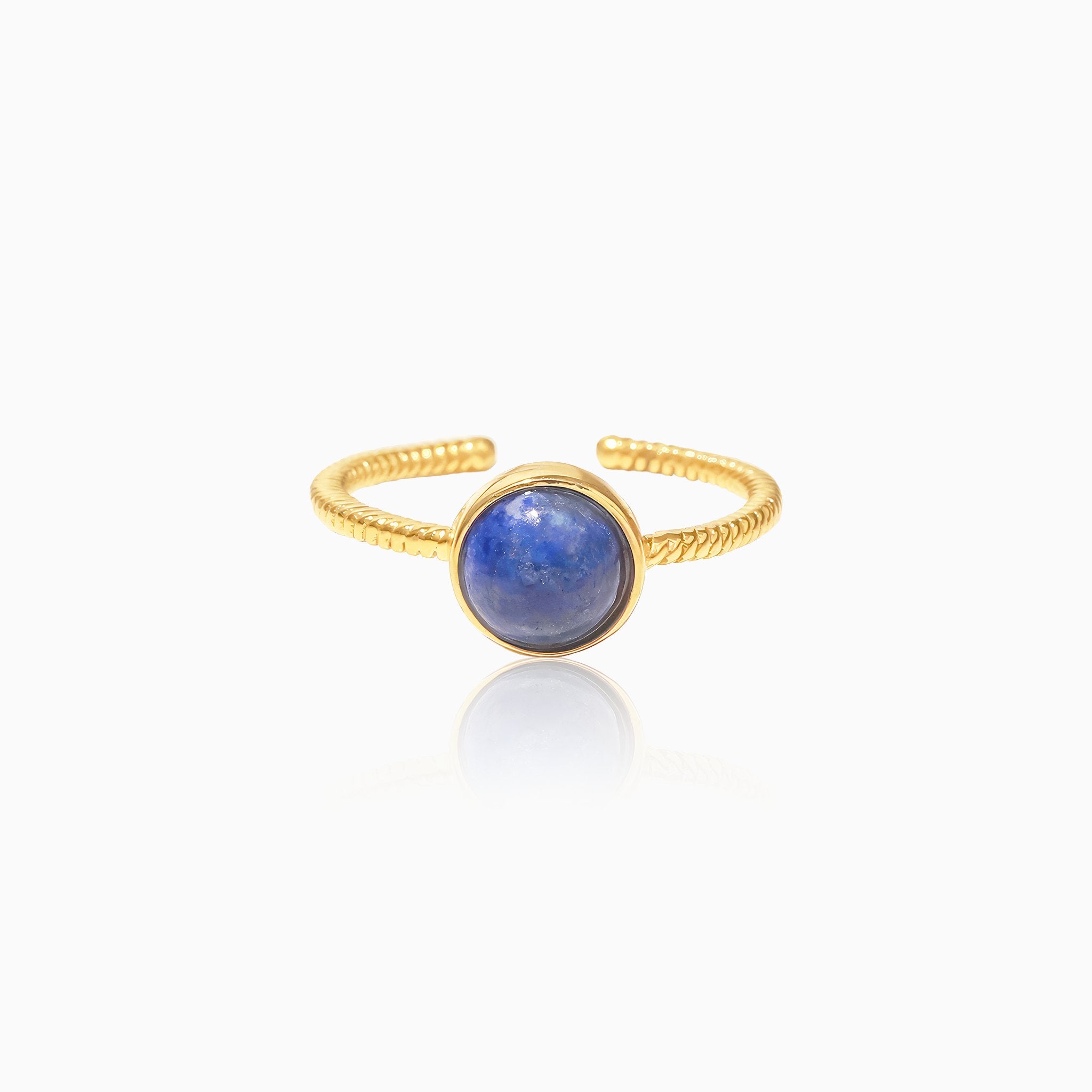 Lapis Lazuli Adjustable Twist Ring - Nobbier - Ring - 18K Gold And Titanium PVD Coated Jewelry