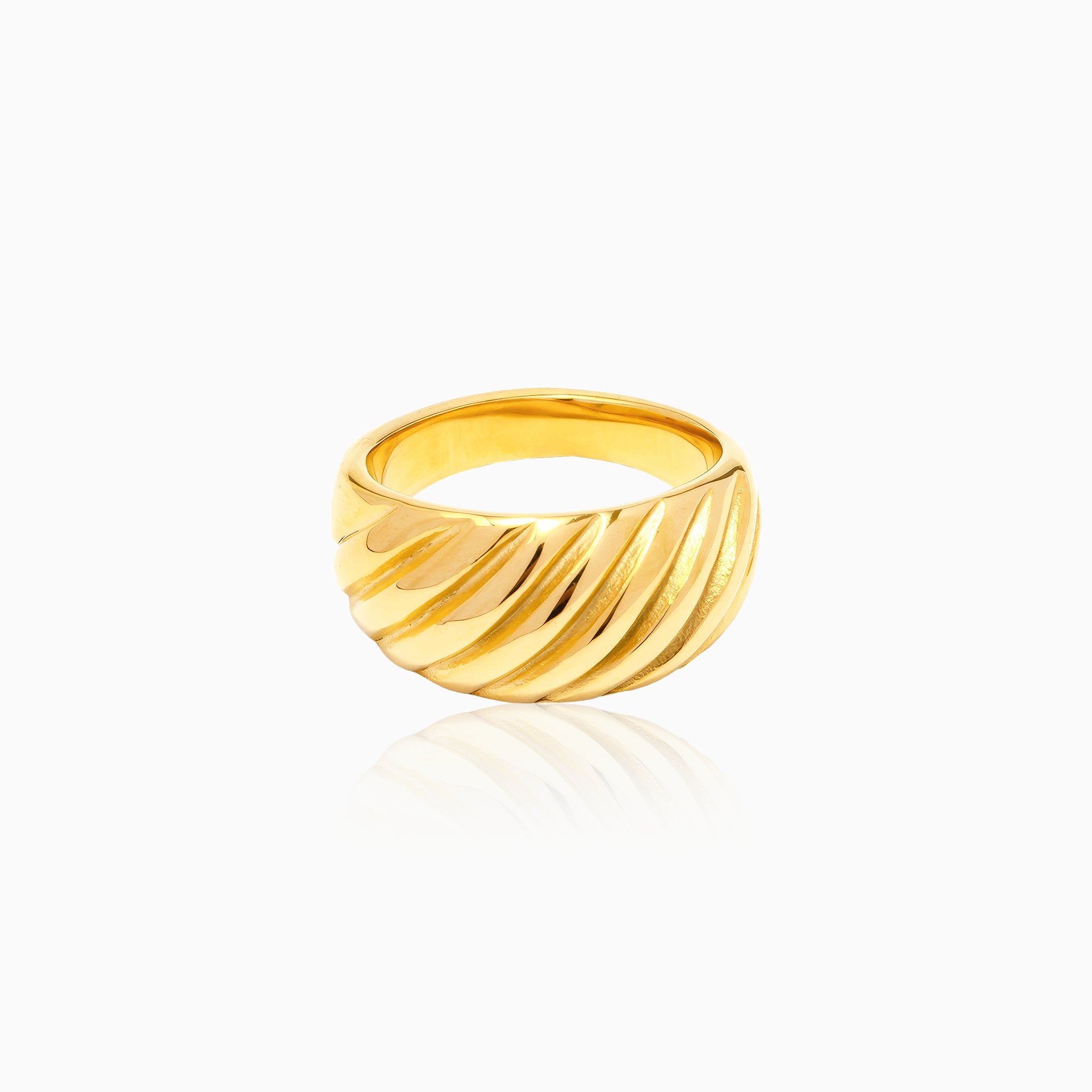 Miter-Cut Ring with Textured Ribbed Design - Nobbier - Ring - 18K Gold And Titanium PVD Coated Jewelry