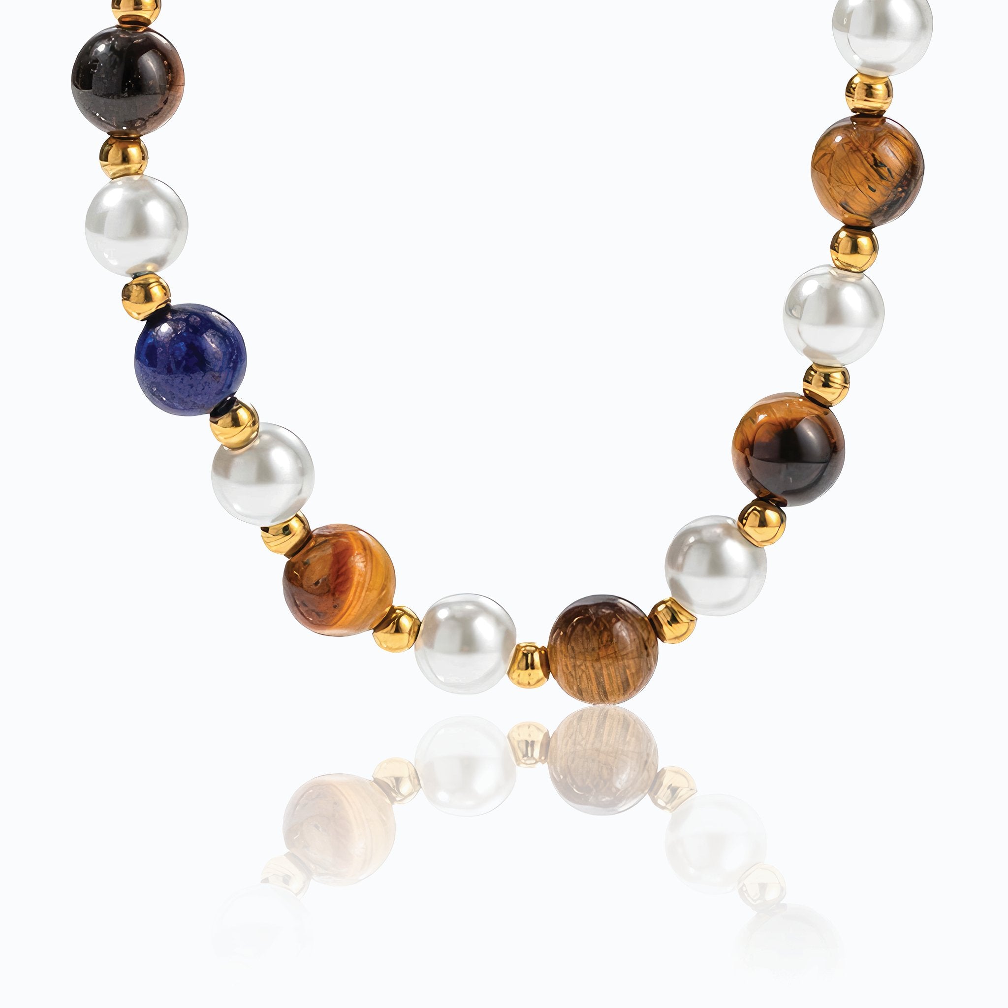 Multi-Gem Noble Necklace - Nobbier - Necklace - 18K Gold And Titanium PVD Coated Jewelry