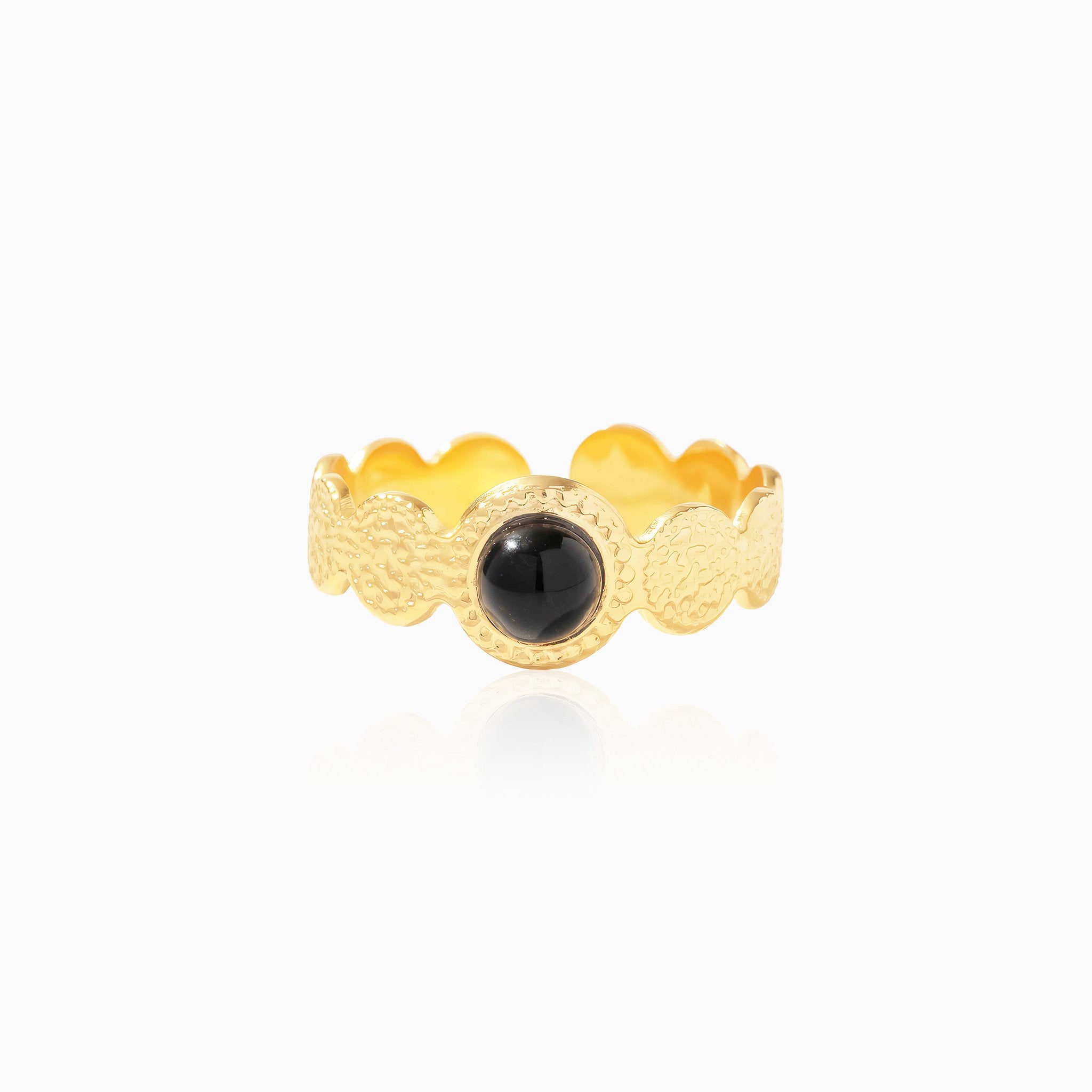 Natural Stone Open Ring - Nobbier - Ring - 18K Gold And Titanium PVD Coated Jewelry