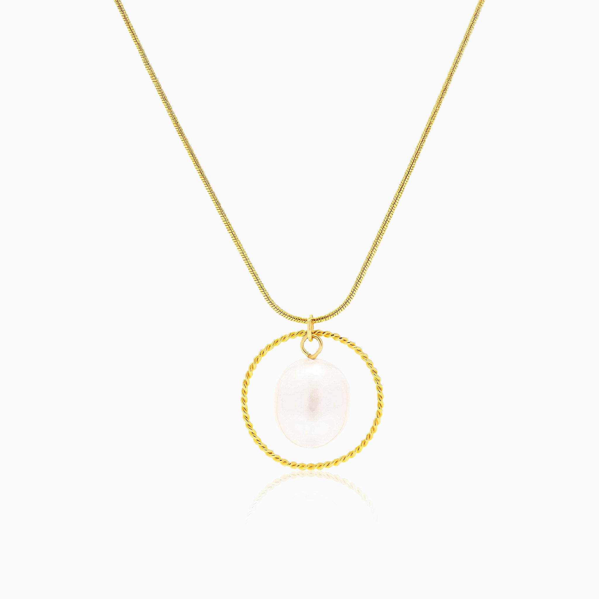 Necklace with Freshwater Pearl Pendant - Nobbier - Necklace - 18K Gold And Titanium PVD Coated Jewelry