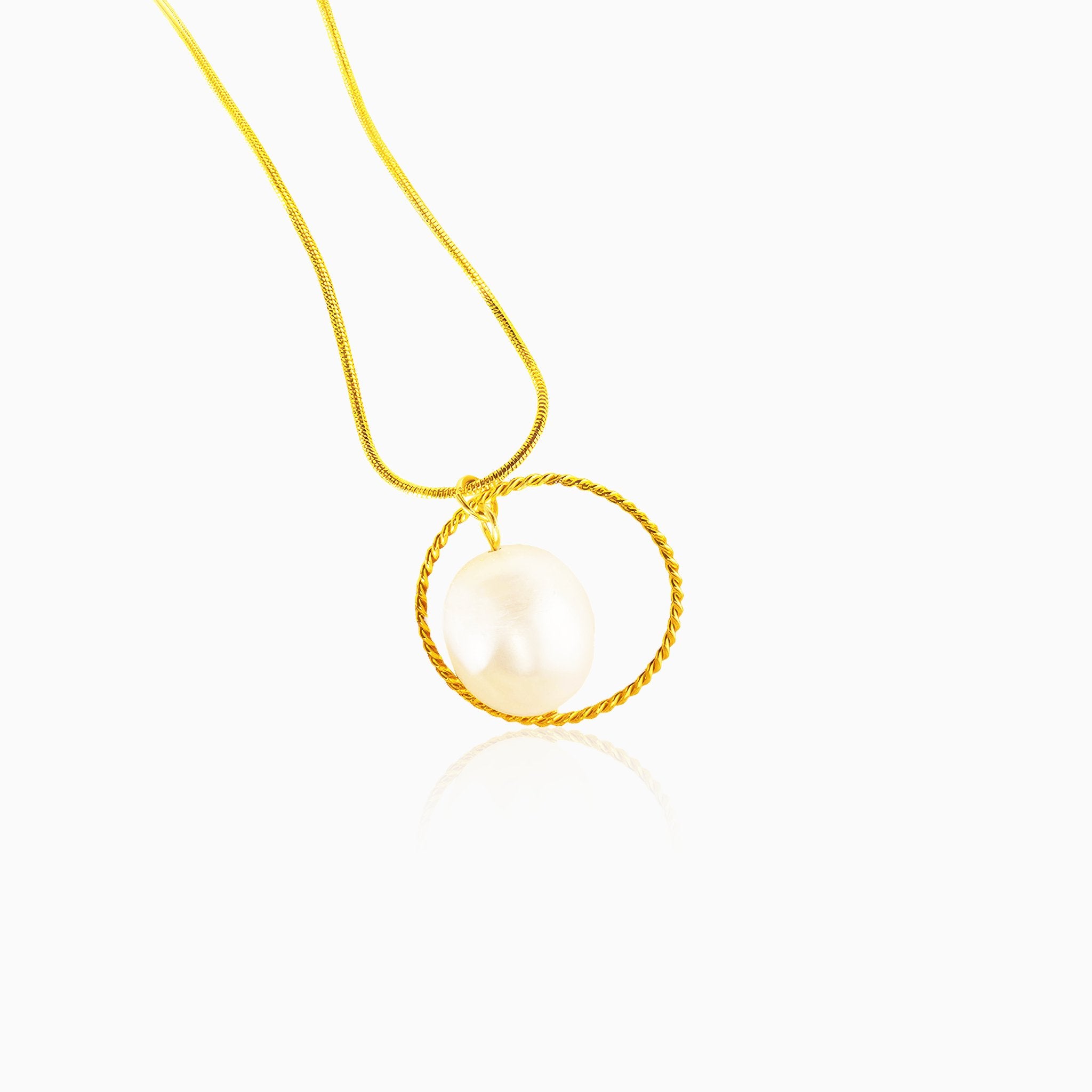 Necklace with Freshwater Pearl Pendant - Nobbier - Necklace - 18K Gold And Titanium PVD Coated Jewelry