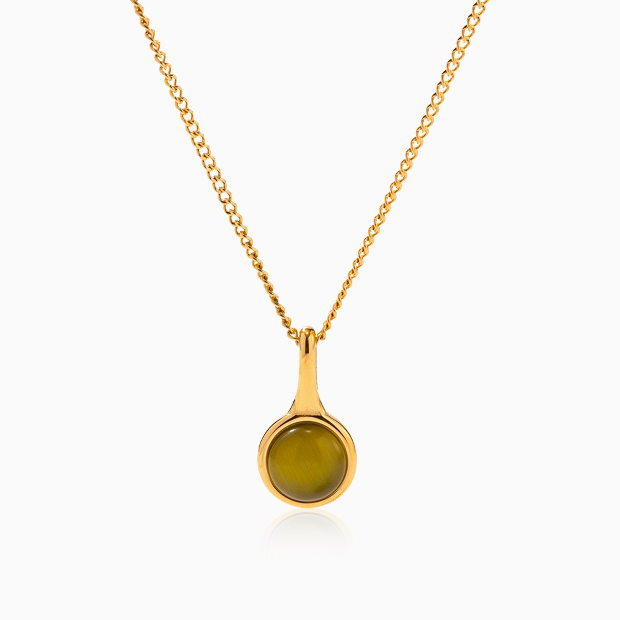 Olive Green Opal Pendant Necklace - Nobbier - Necklace - 18K Gold And Titanium PVD Coated Jewelry
