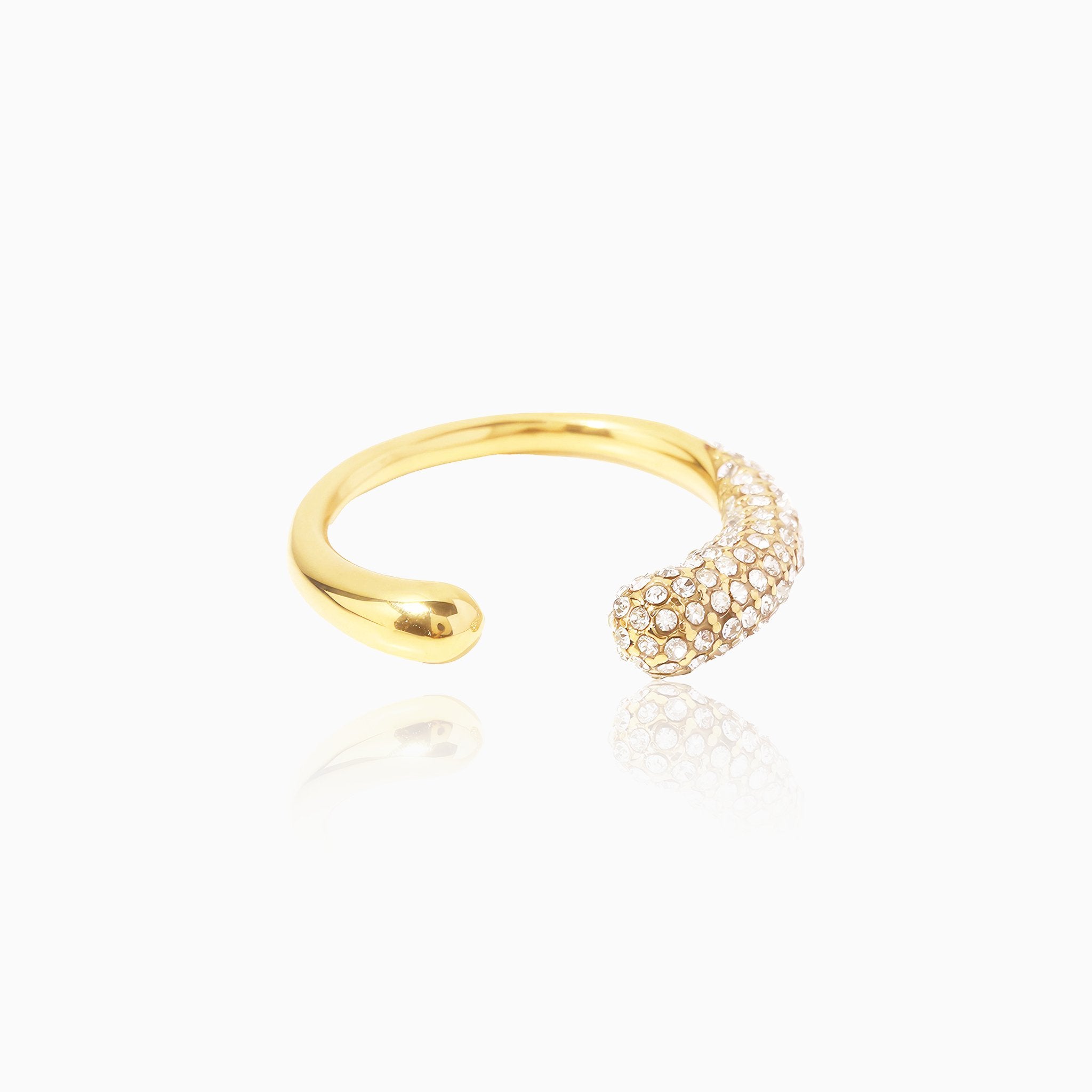 Open Ring with Sparkling White Gemstones - Nobbier - Ring - 18K Gold And Titanium PVD Coated Jewelry