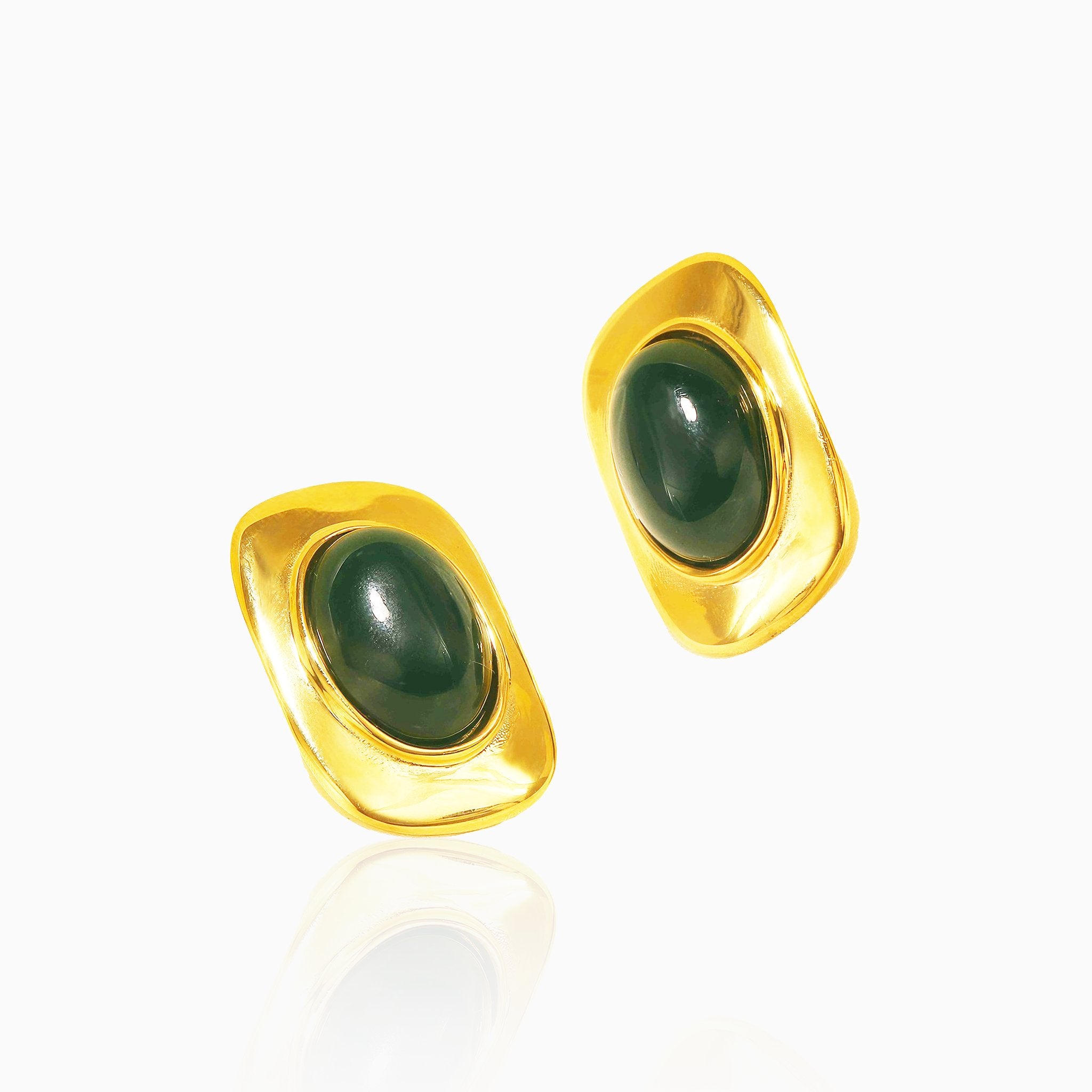 Oval Design Earrings - Nobbier - Earrings - 18K Gold And Titanium PVD Coated Jewelry