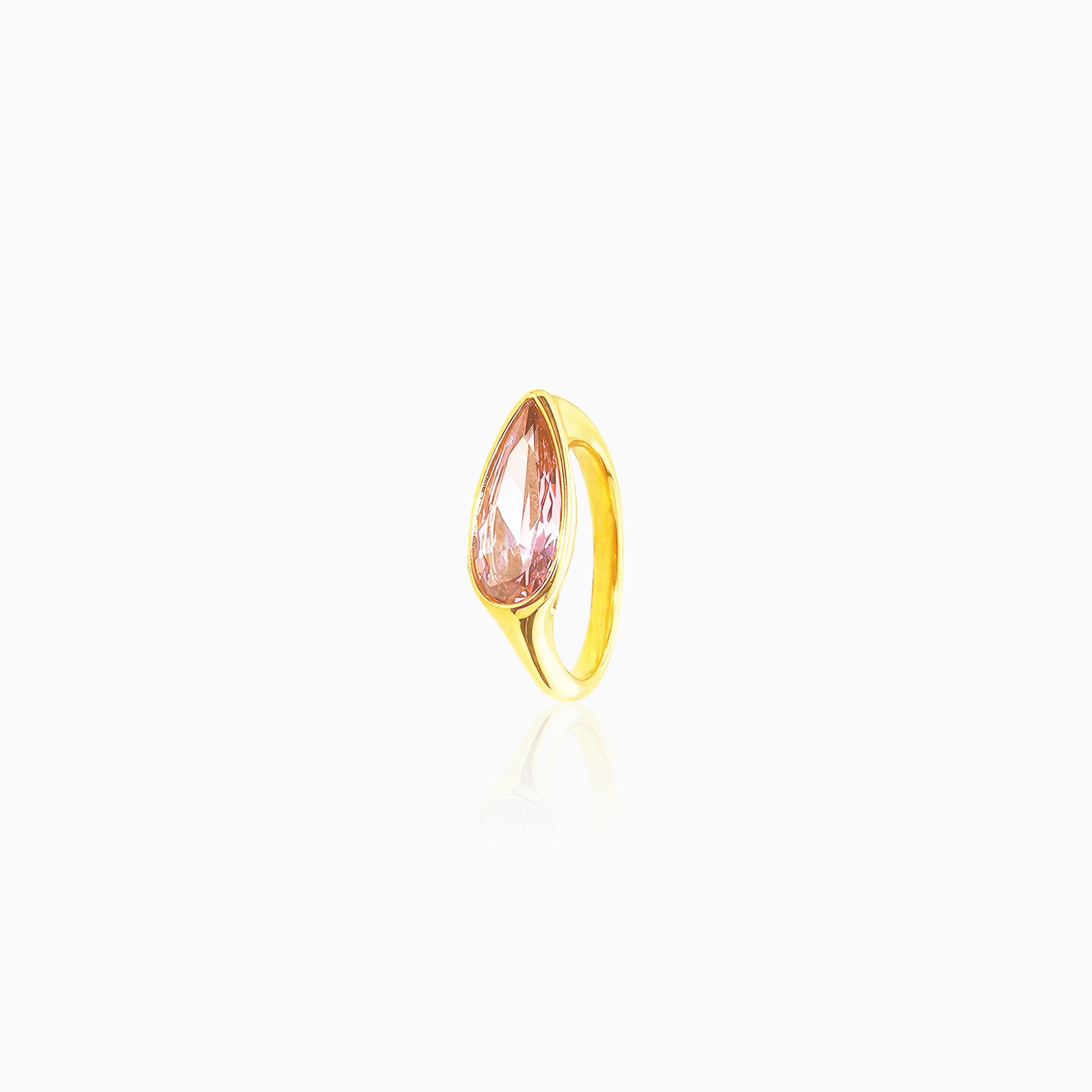 Oval Gemstone Ring with Pink Accent - Nobbier - Ring - 18K Gold And Titanium PVD Coated Jewelry