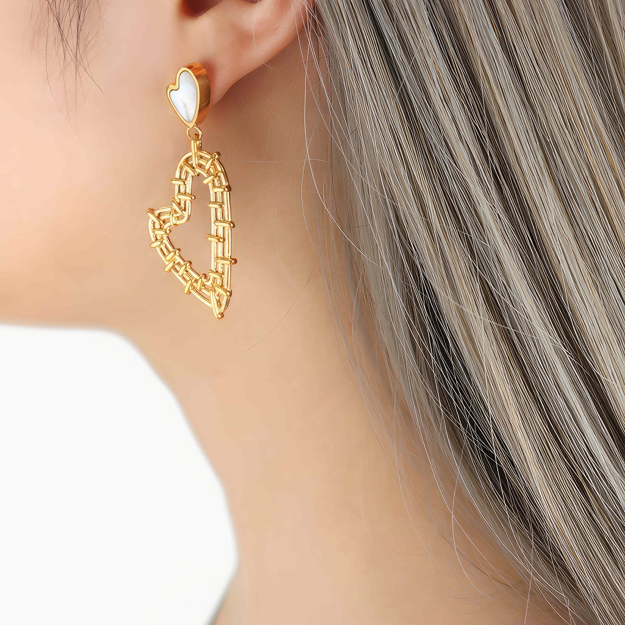 Peach Heart Gem Luxury Earrings - Nobbier - Earring - 18K Gold And Titanium PVD Coated Jewelry