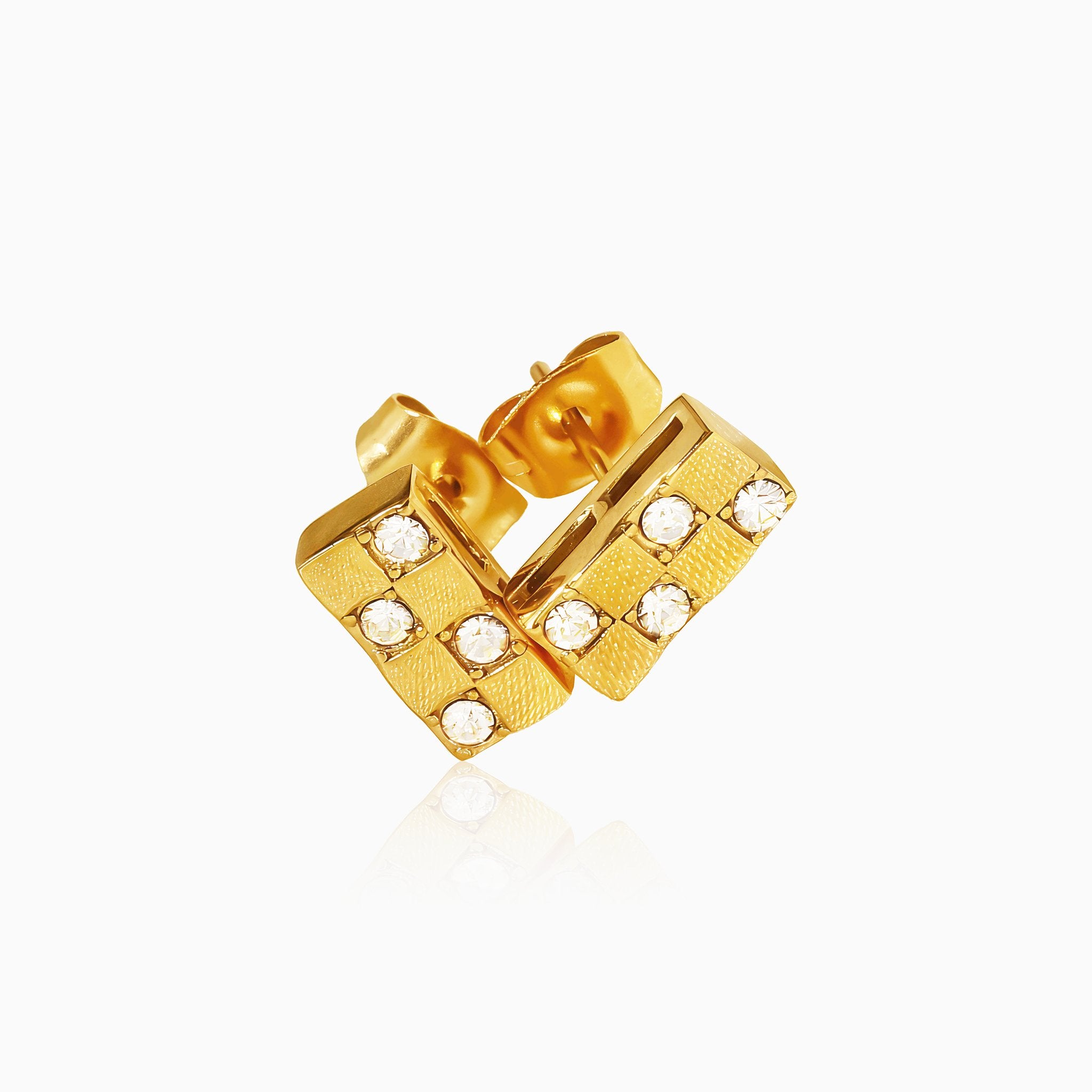 Rectangular Gemstone Earrings - Nobbier - Earrings - 18K Gold And Titanium PVD Coated Jewelry