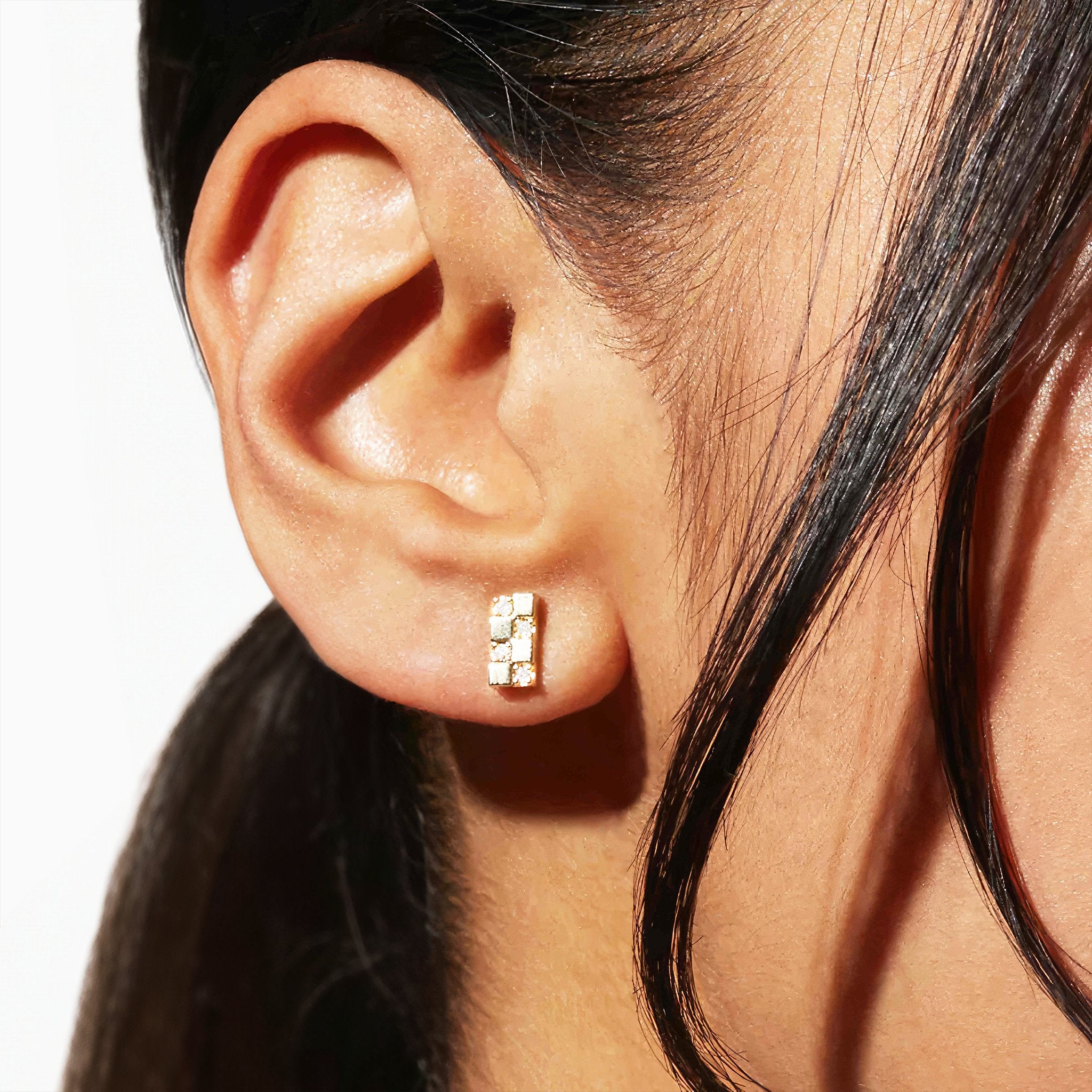 Rectangular Gemstone Earrings - Nobbier - Earrings - 18K Gold And Titanium PVD Coated Jewelry