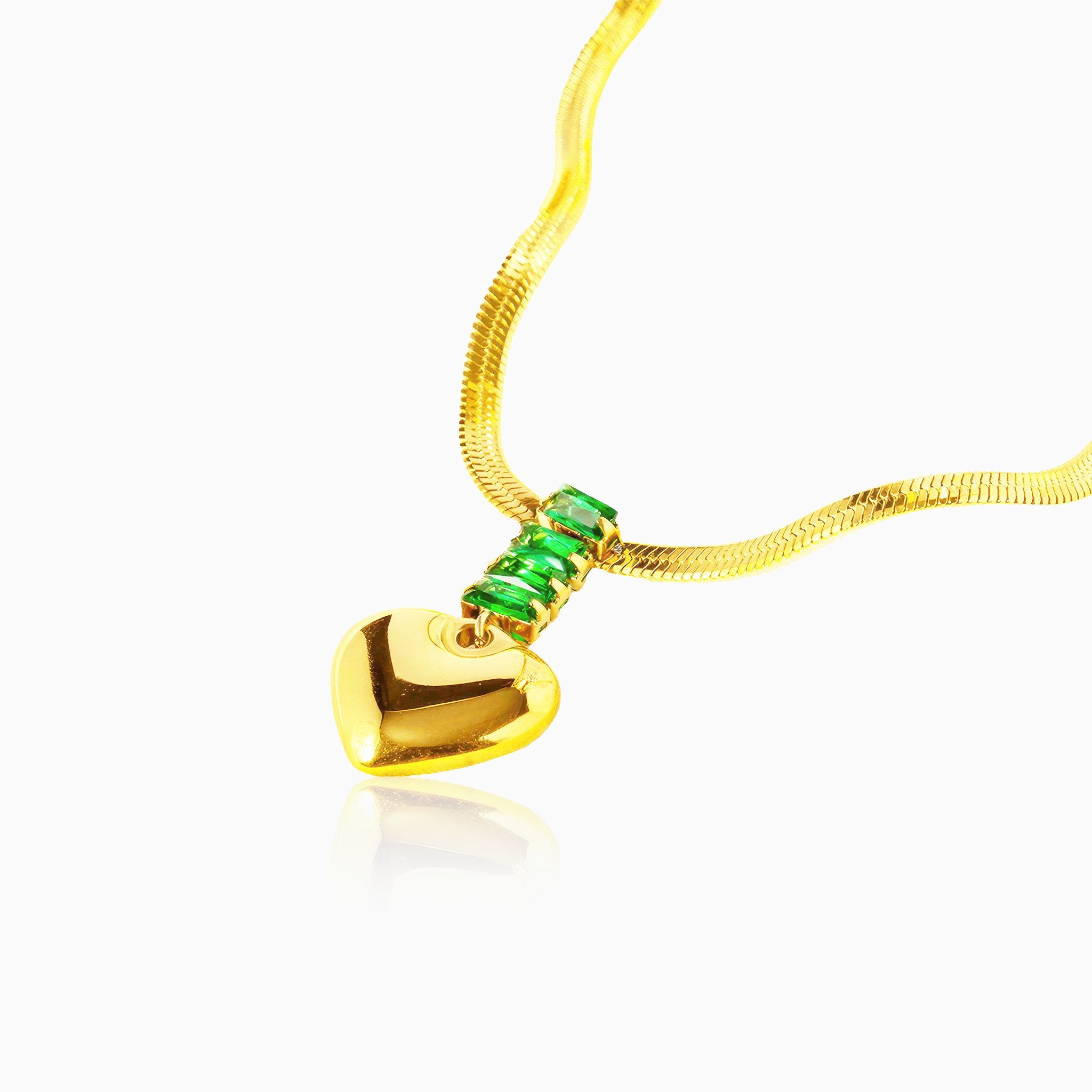 Retro Heart Gemstone Pendant Necklace - Nobbier - Necklace - 18K Gold And Titanium PVD Coated Jewelry