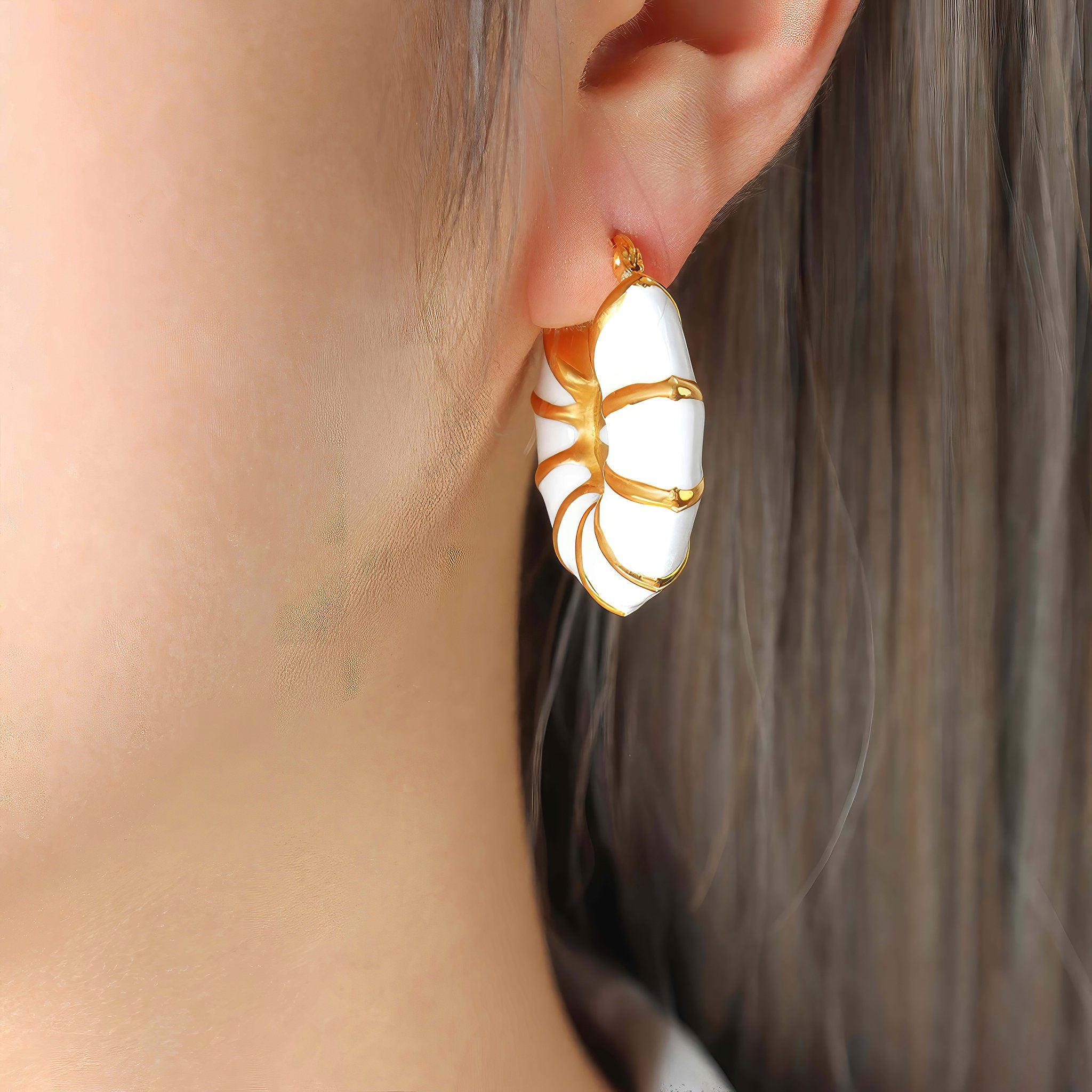 Round Bamboo Design Earrings - Nobbier - Earrings - 18K Gold And Titanium PVD Coated Jewelry