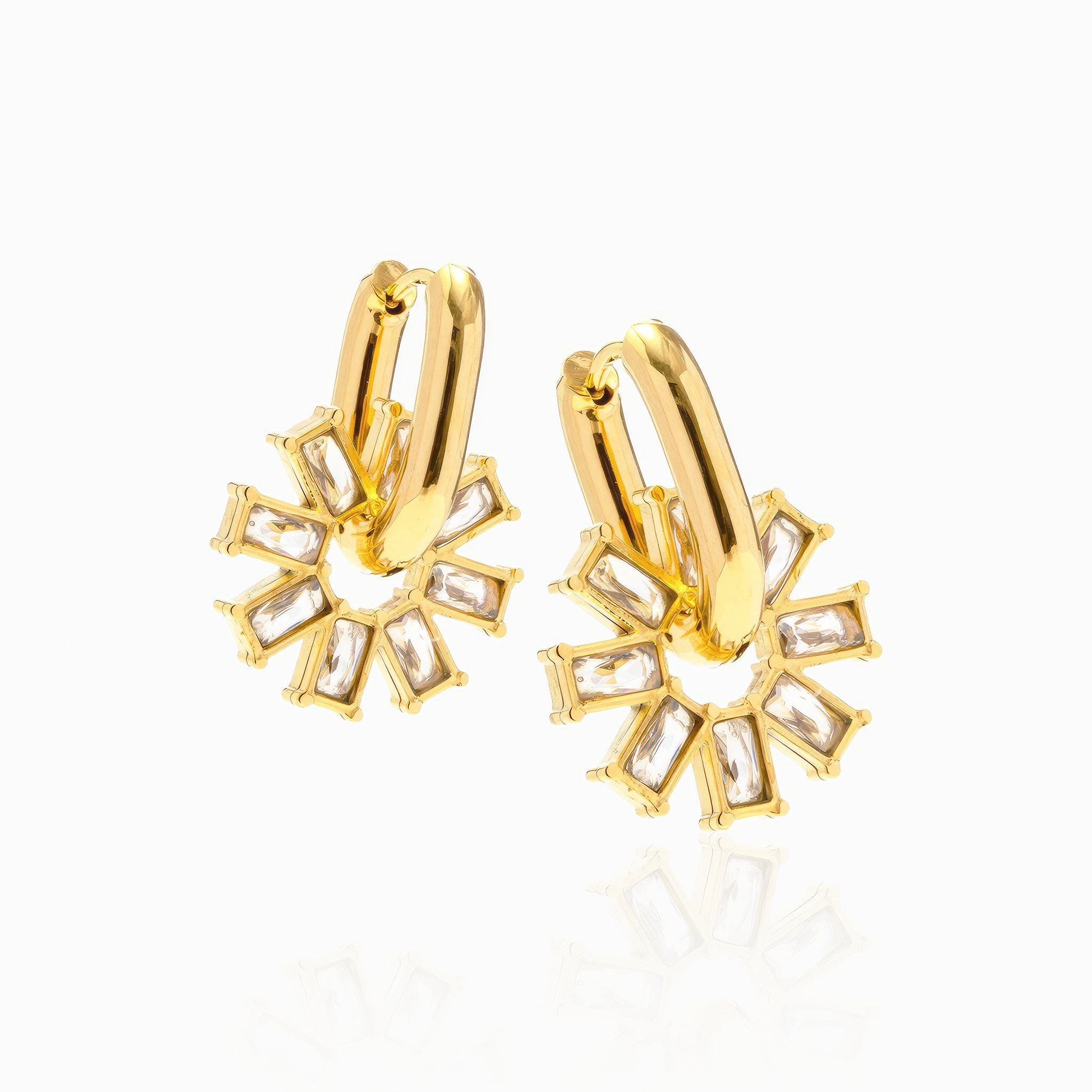 Snowflake Earrings with White Gemstones - Nobbier - Earrings - 18K Gold And Titanium PVD Coated Jewelry