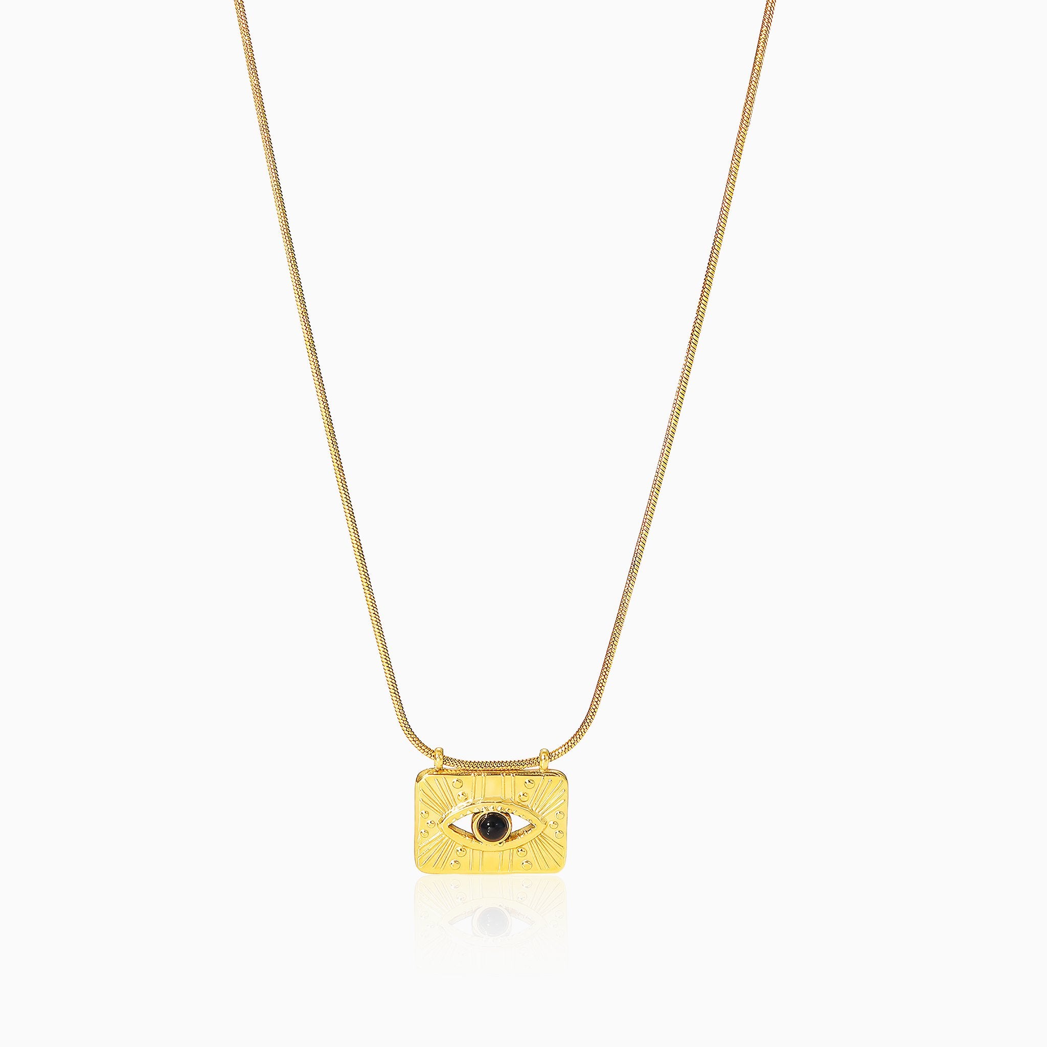 Square Eye Pendant Necklace - Nobbier - Necklace - 18K Gold And Titanium PVD Coated Jewelry