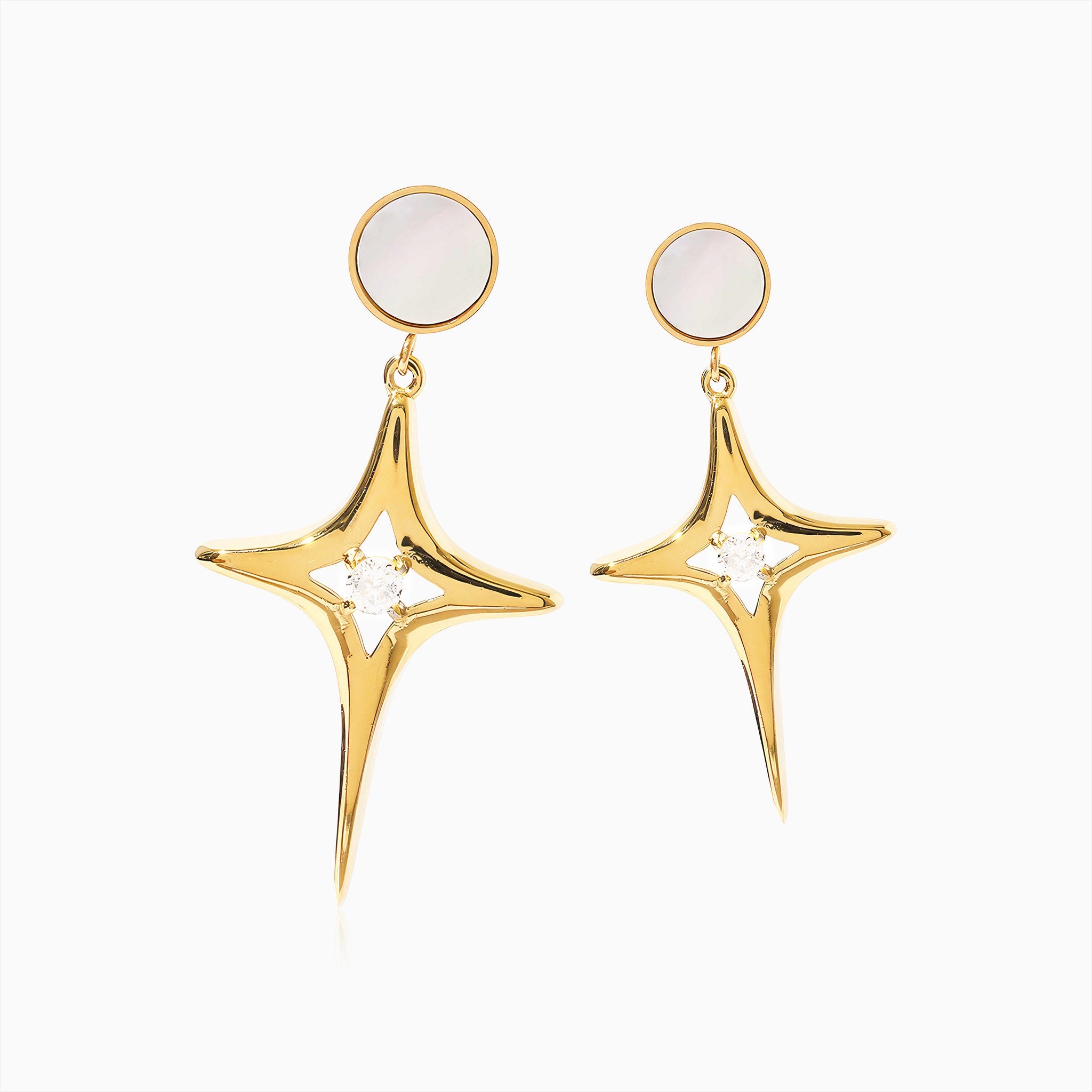 Star Openwork Shell Cross Drop Earrings - Nobbier - Earrings - 18K Gold And Titanium PVD Coated Jewelry