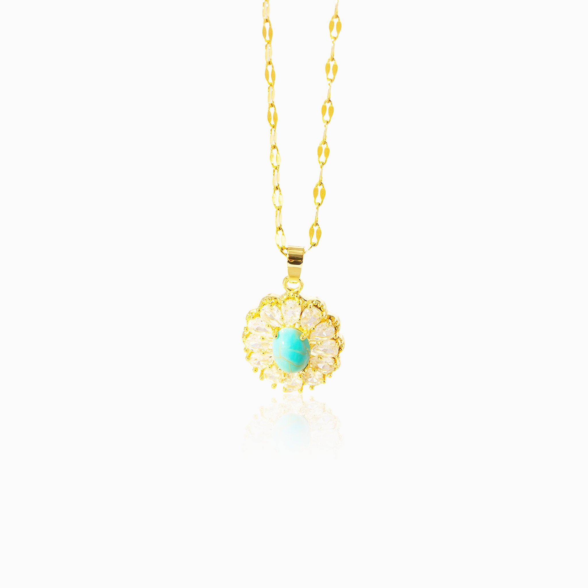 Sun Disc Necklace with Dazzling White Gemstones - Nobbier - Necklace - 18K Gold And Titanium PVD Coated Jewelry
