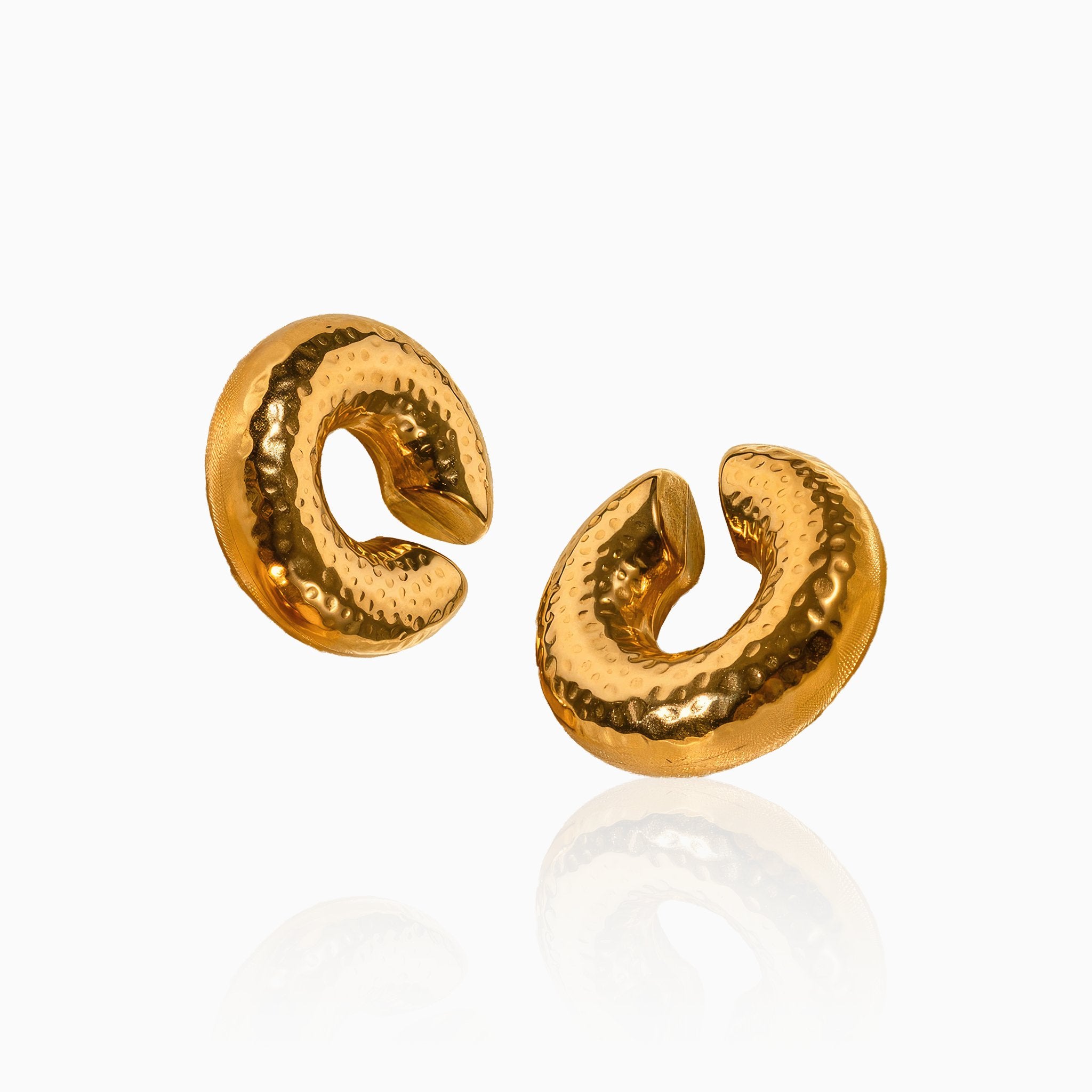 Textured Hollow Cylinder Earrings - Nobbier - Earrings - 18K Gold And Titanium PVD Coated Jewelry