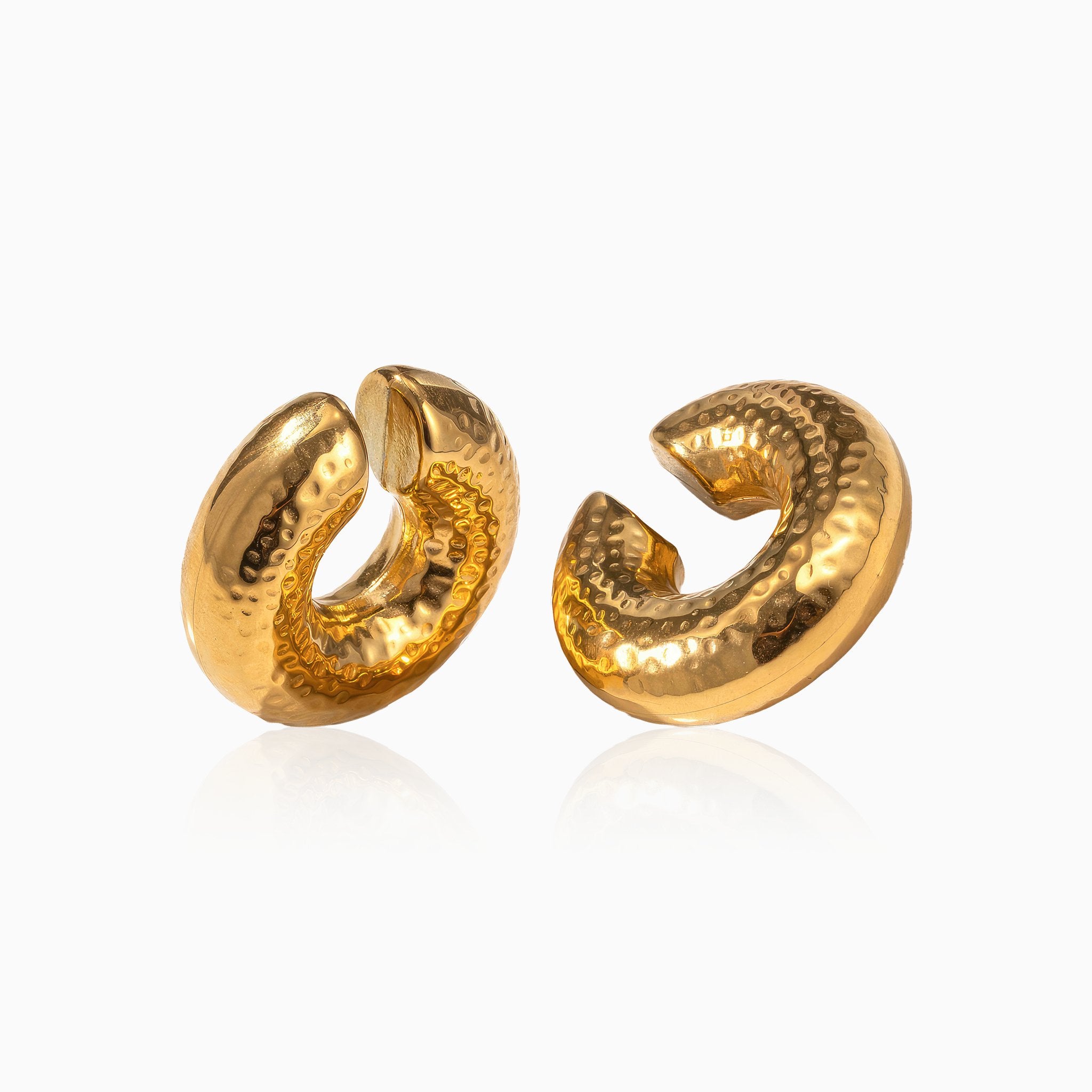 Textured Hollow Cylinder Earrings - Nobbier - Earrings - 18K Gold And Titanium PVD Coated Jewelry