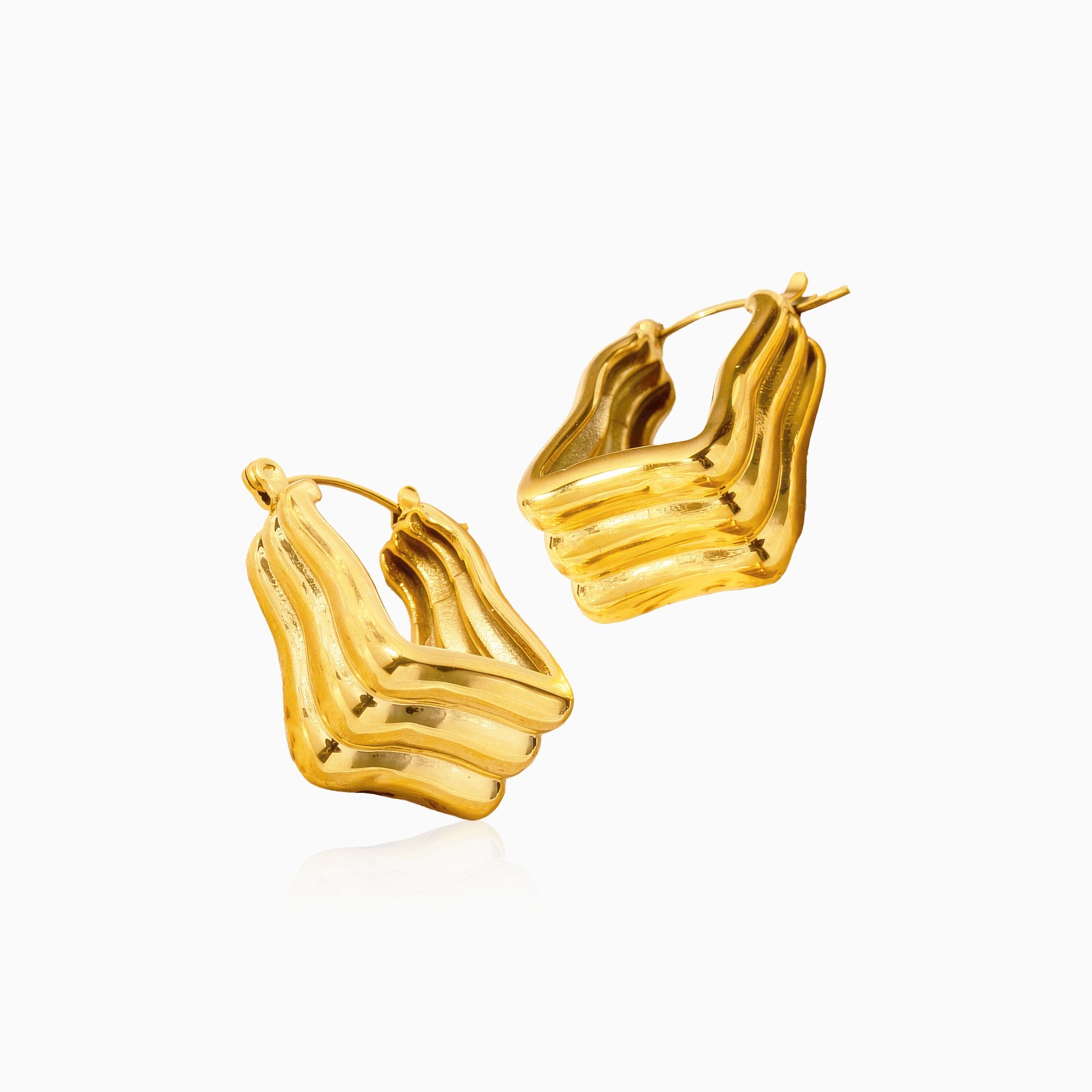 Triangle Stripe Design Earrings - Nobbier - Earrings - 18K Gold And Titanium PVD Coated Jewelry