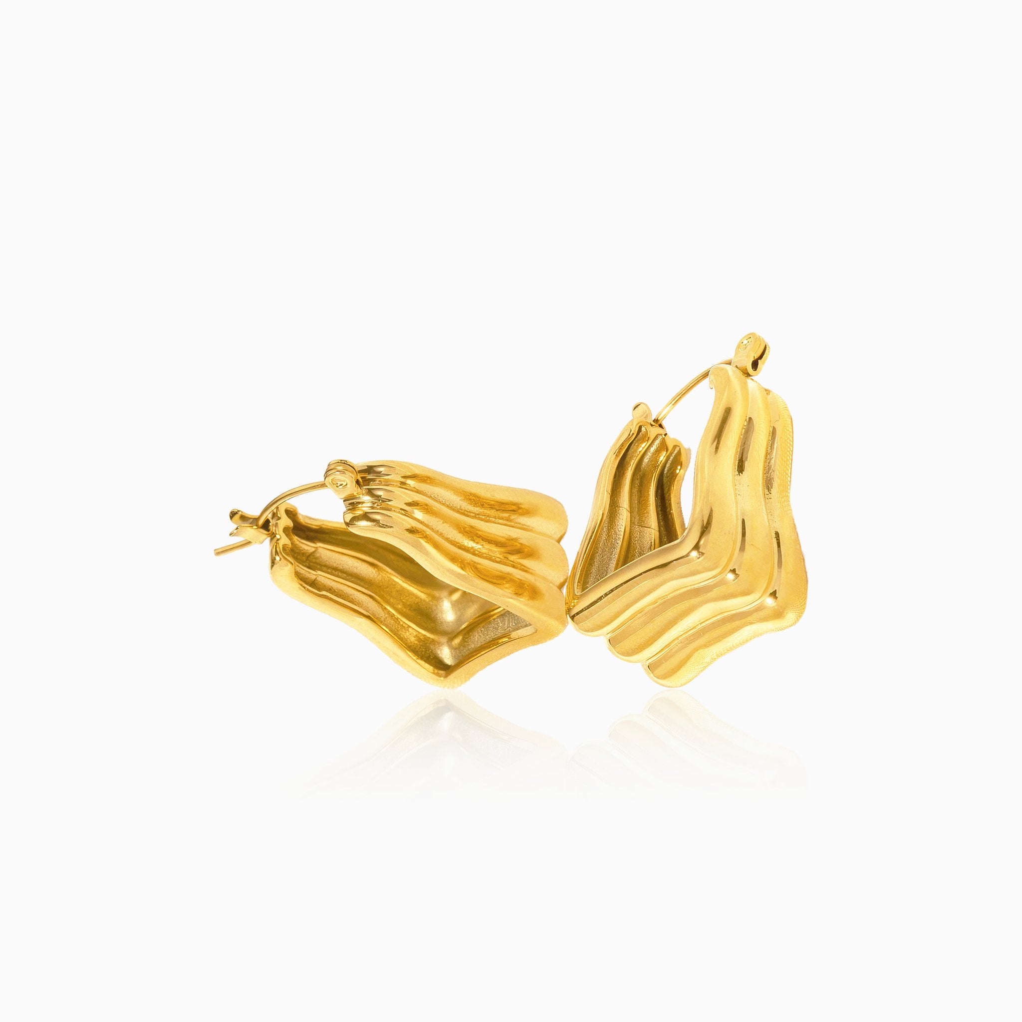 Triangle Stripe Design Earrings - Nobbier - Earrings - 18K Gold And Titanium PVD Coated Jewelry